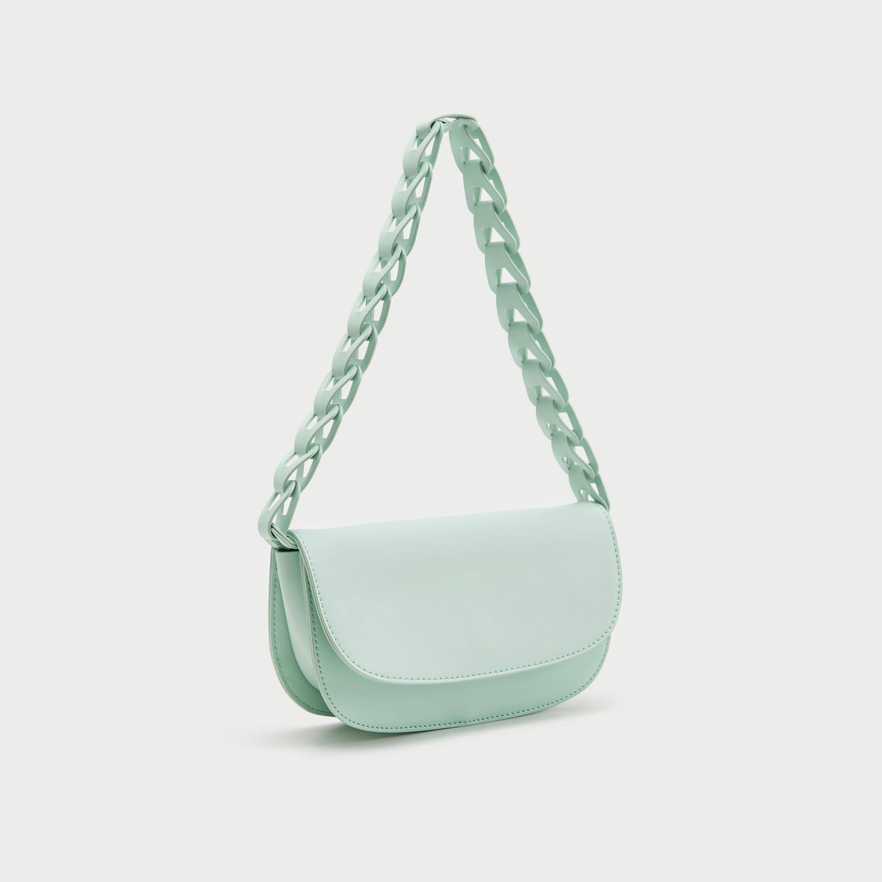 شنطة كتف سادة بمقبض سلسلة وطيّة إغلاق-women-bagsandwallets-handbags-image-1