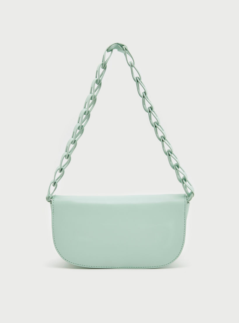 شنطة كتف سادة بمقبض سلسلة وطيّة إغلاق-women-bagsandwallets-handbags-image-3