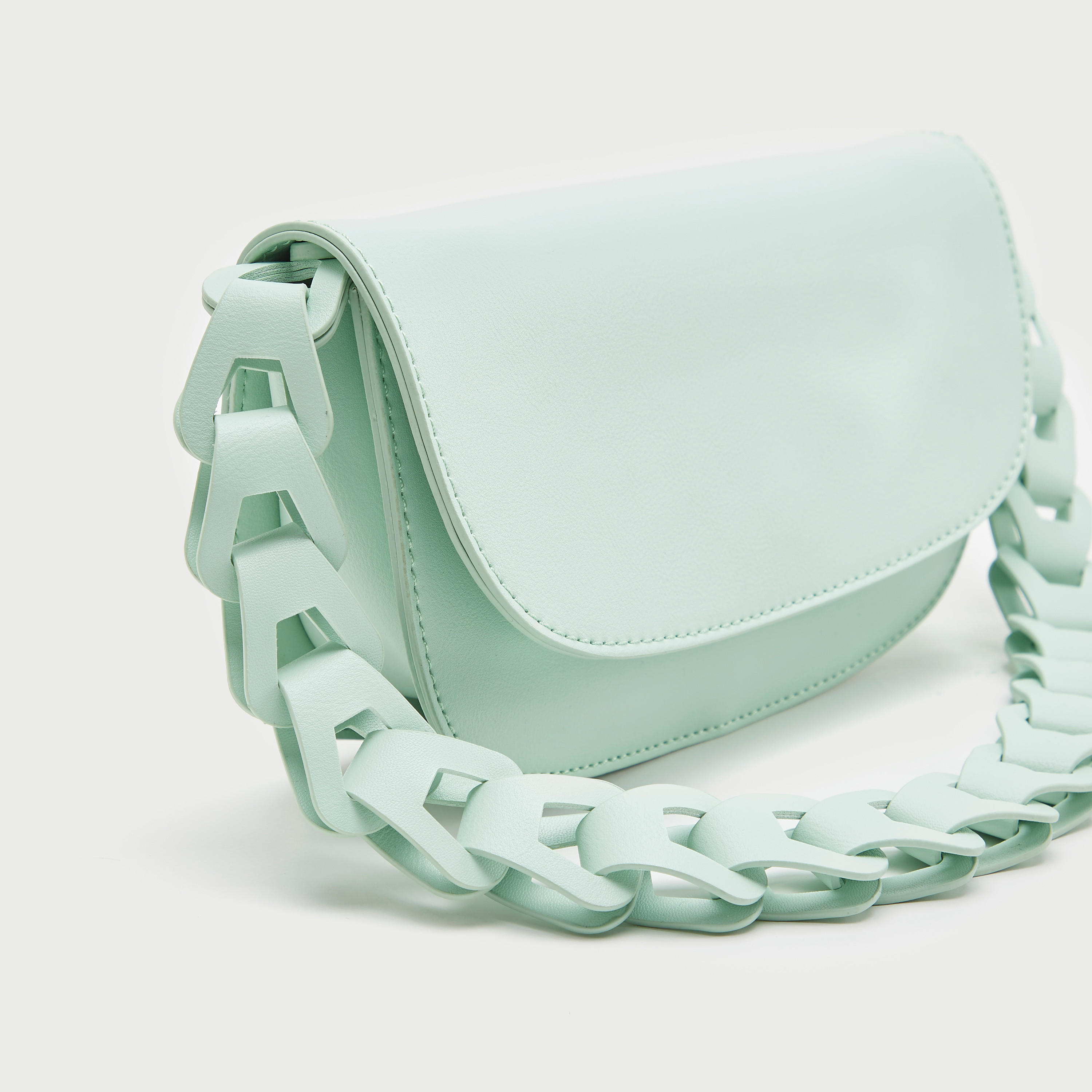 شنطة كتف سادة بمقبض سلسلة وطيّة إغلاق-women-bagsandwallets-handbags-image-4