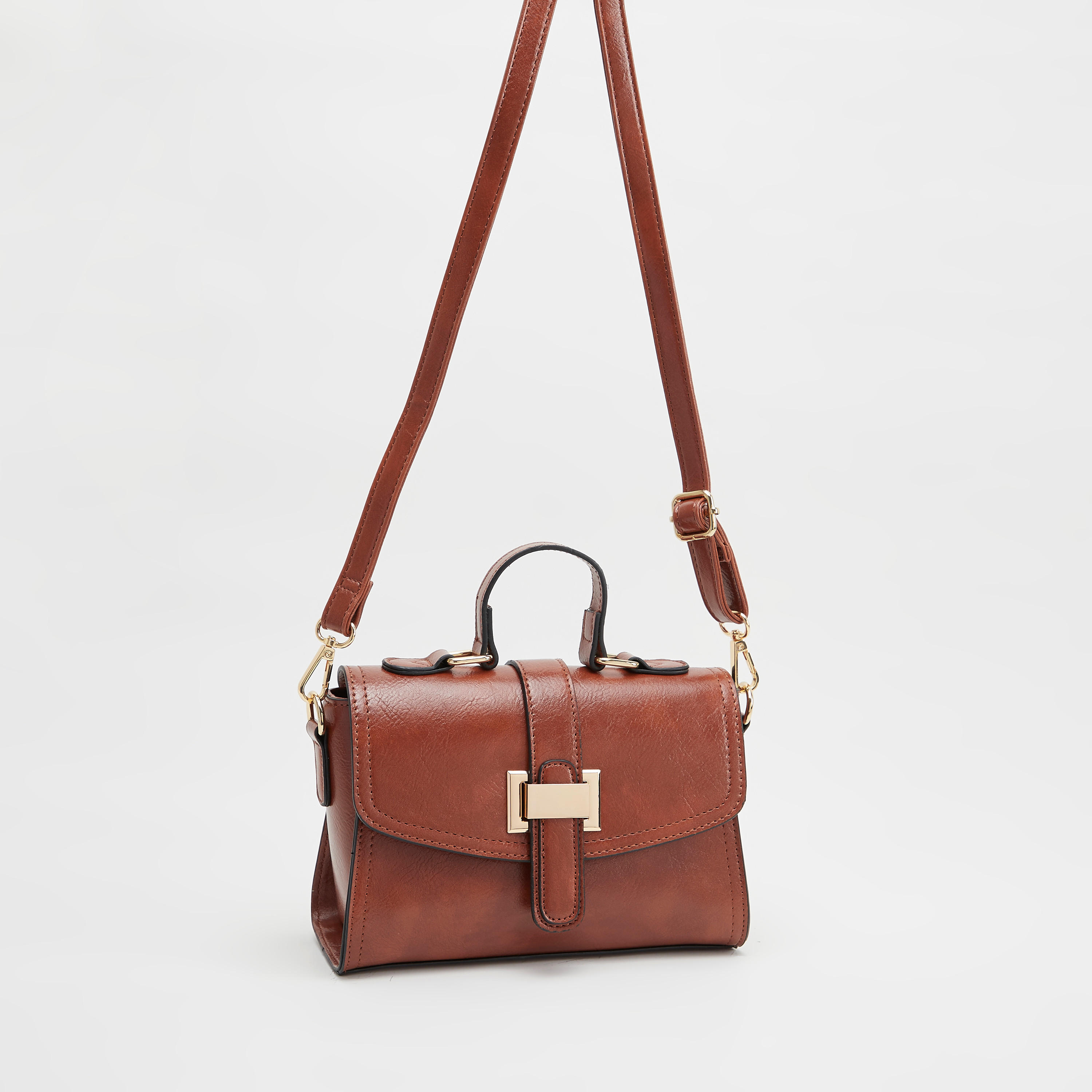 شنطة ساتشل سادة بحزام قابل للفصل ومقبض-women-bagsandwallets-handbags-image-4