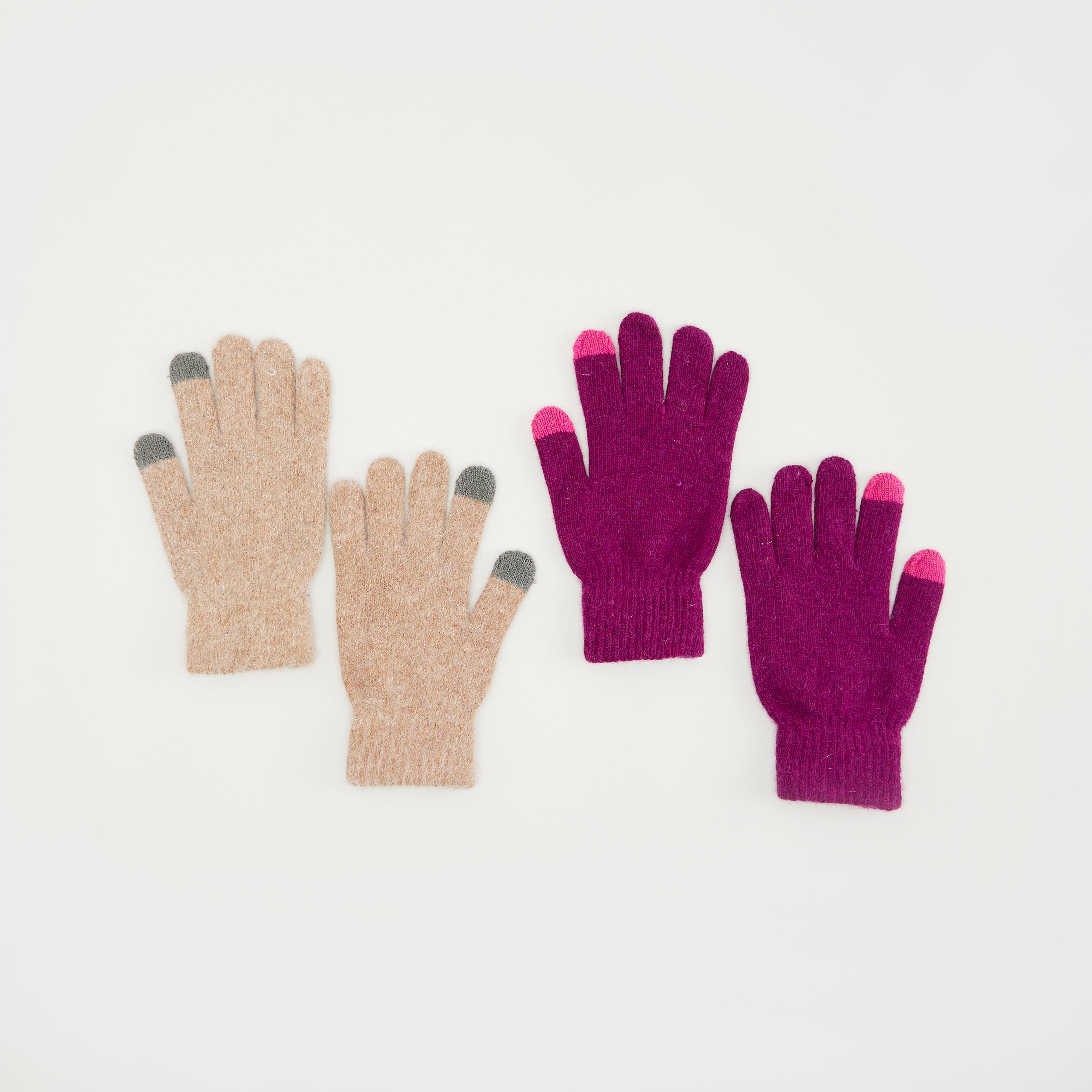 قفازات بارزة الملمس تعمل على شاشات اللمس - طقم من قطعتين-women-clothingaccessories-gloves-image-1