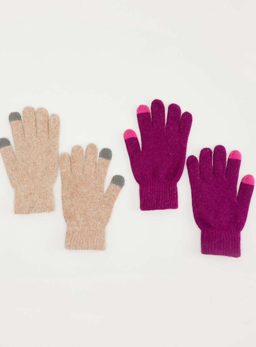 قفازات بارزة الملمس تعمل على شاشات اللمس - طقم من قطعتين-women-clothingaccessories-gloves-image-1