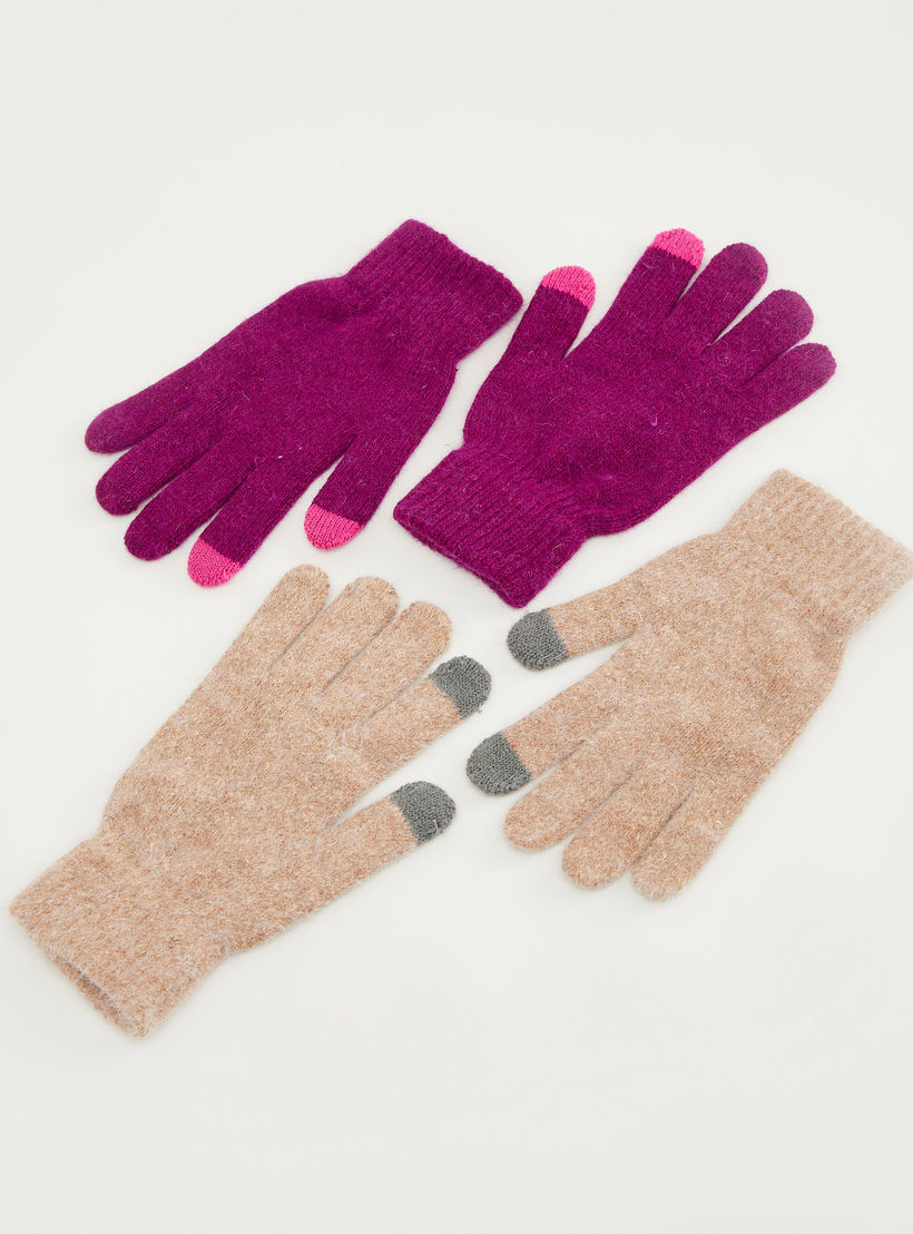 قفازات بارزة الملمس تعمل على شاشات اللمس - طقم من قطعتين-women-clothingaccessories-gloves-image-4