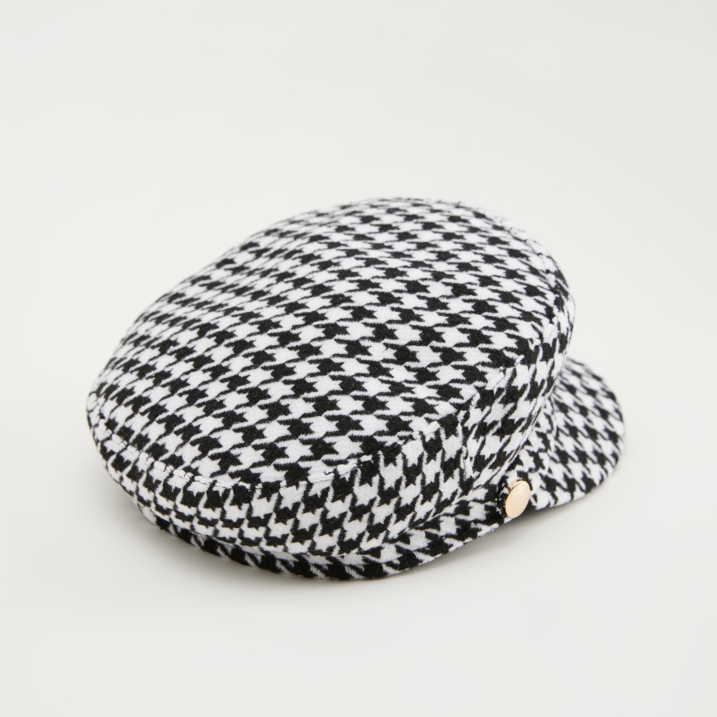 كاب كاروهات أبيض وأسود بطبعات للأولاد-women-clothingaccessories-capsandhats-image-2