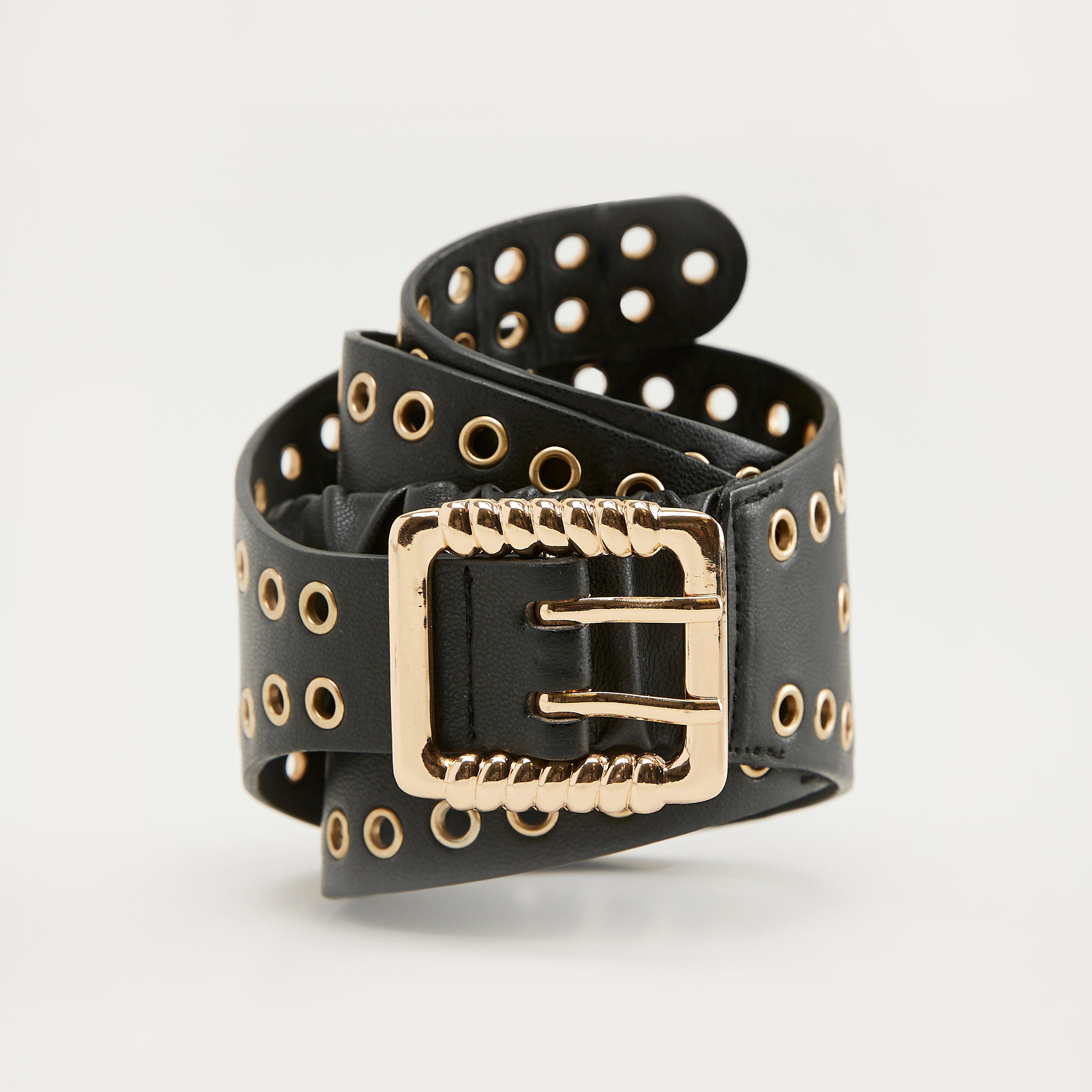 Grommet Detail Belt with Pin Buckle Closure-women-clothingaccessories-belts-image-1