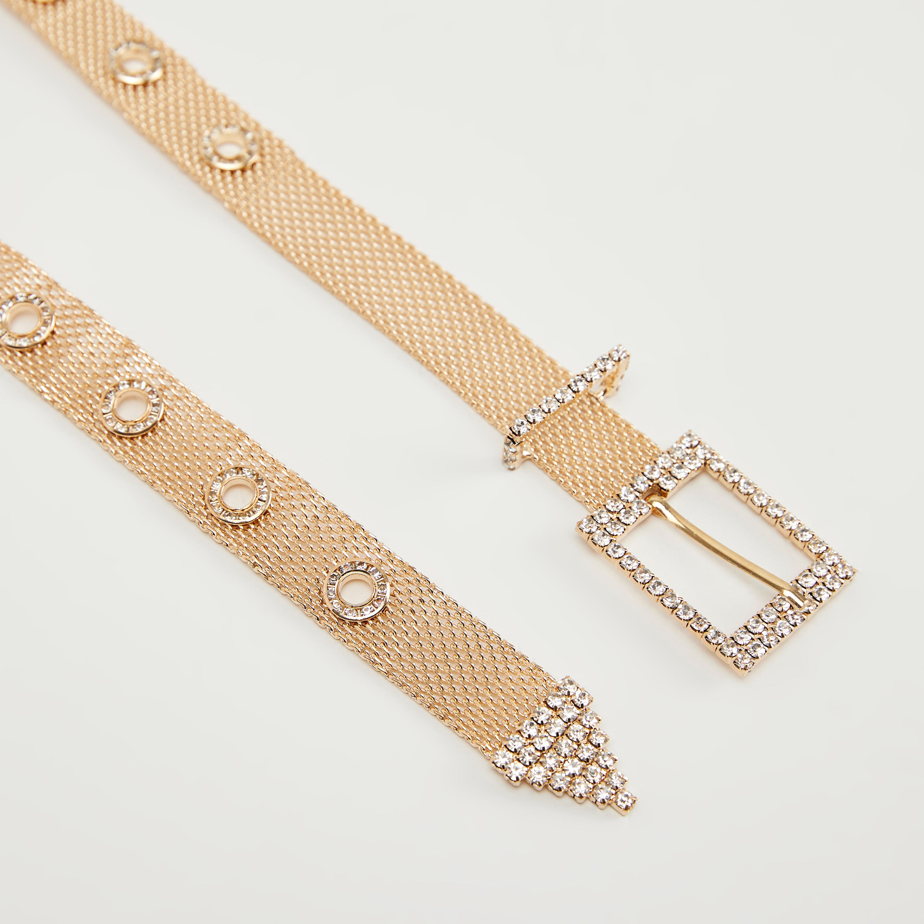 حزام خصر سلسلة مزين بإبزيم بدبوس للإغلاق-women-clothingaccessories-belts-image-4