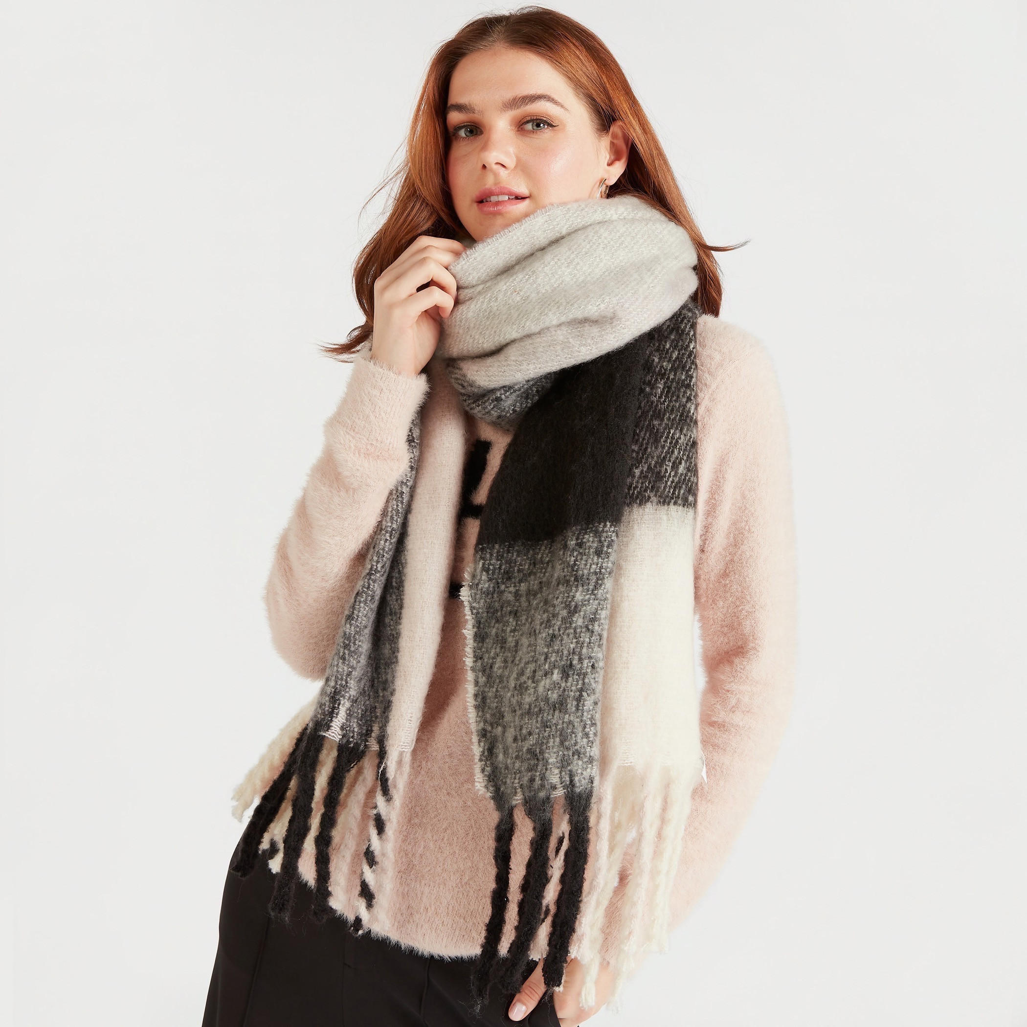 Colourblocked Scarf with Fringed Hem-women-clothingaccessories-scarves-image-2