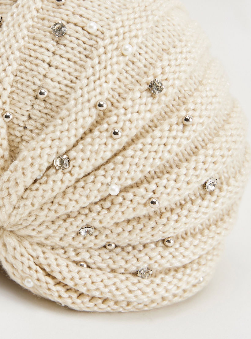 Textured Cap with Pearl Accents-women-clothingaccessories-capsandhats-image-3