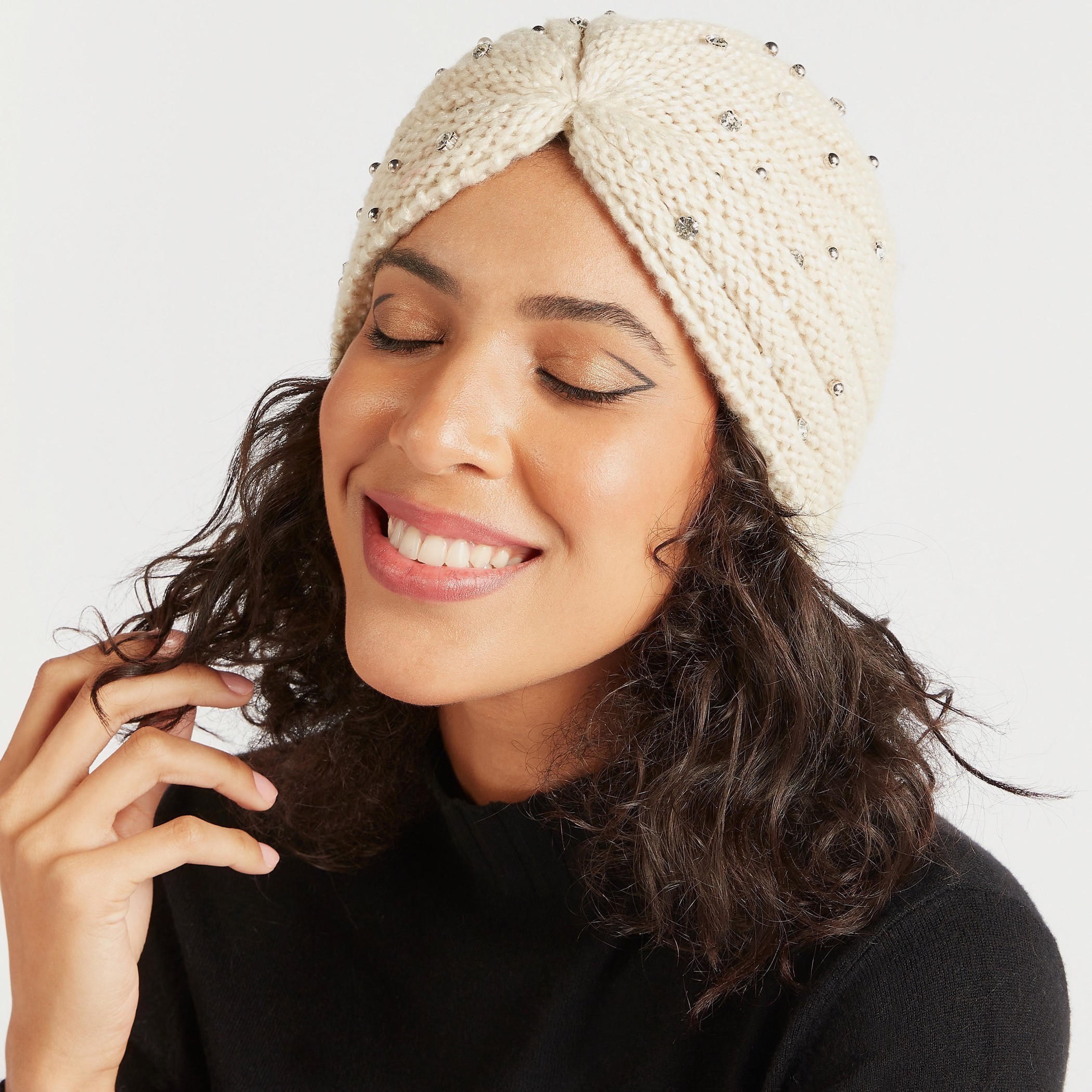 Textured Cap with Pearl Accents-women-clothingaccessories-capsandhats-image-2