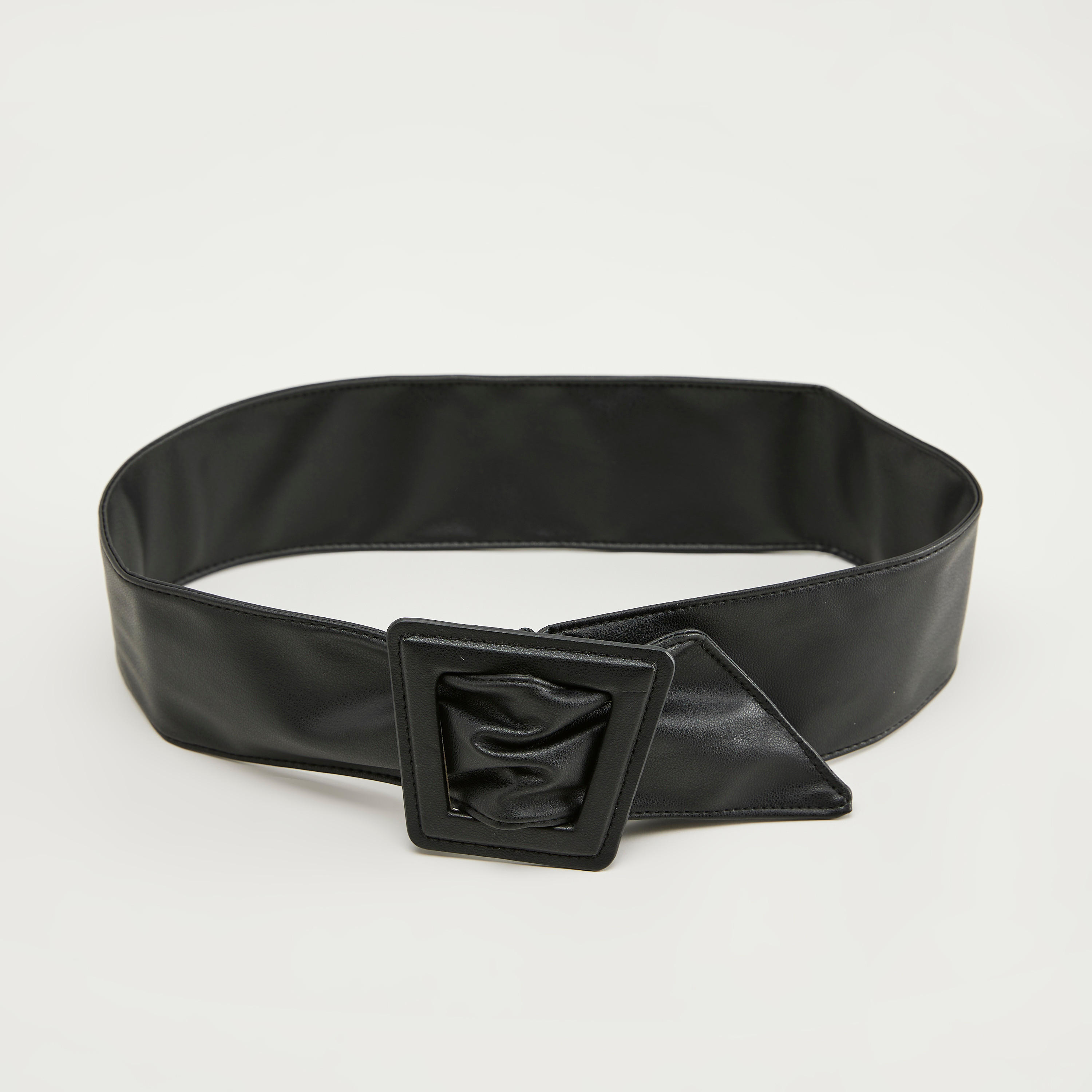 Solid Waist Belt with Buckle Detailed Pull Through Closure-women-clothingaccessories-belts-image-4