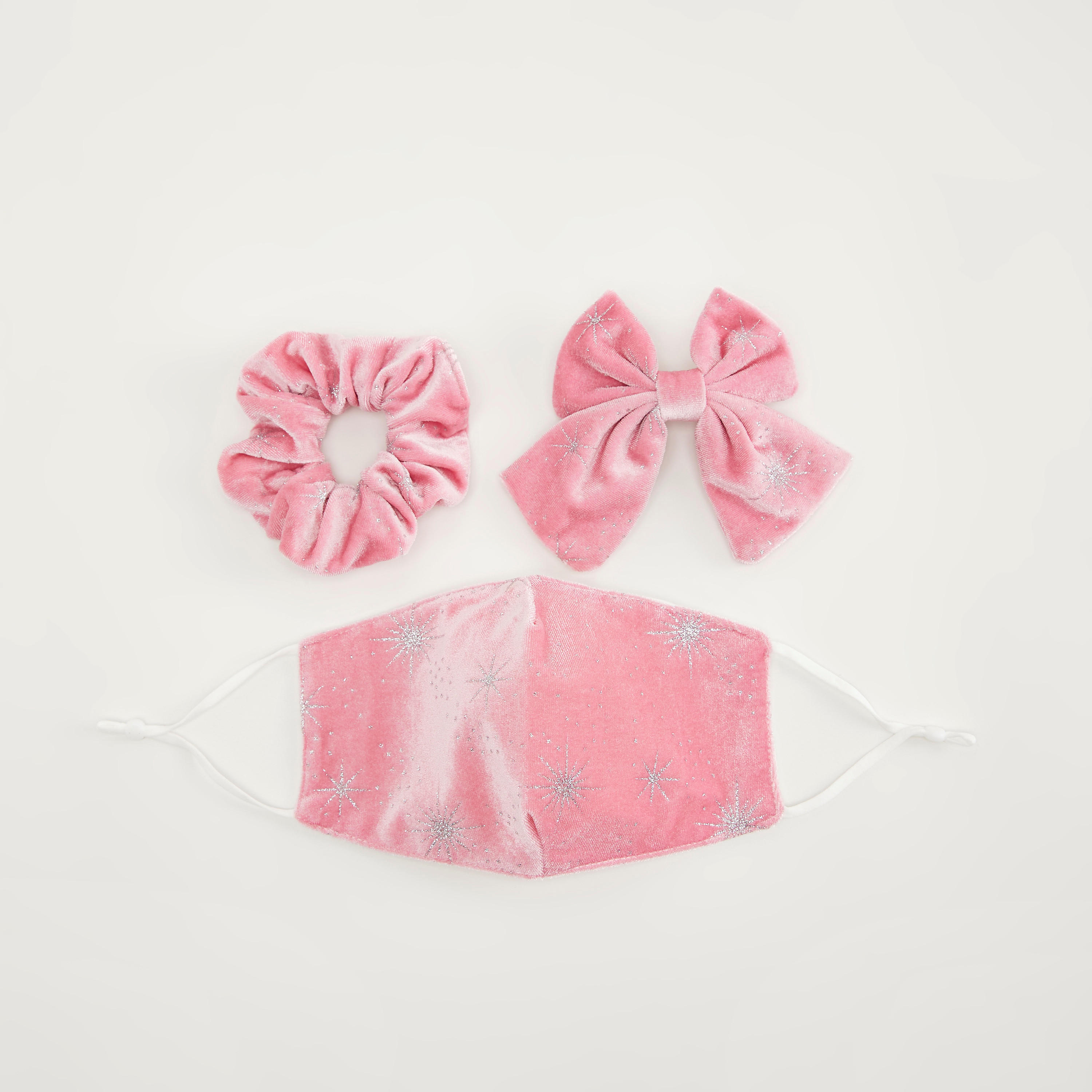 Textured 3-Piece Mask and Hair Scrunchie Set-women-hairaccessories-image-1