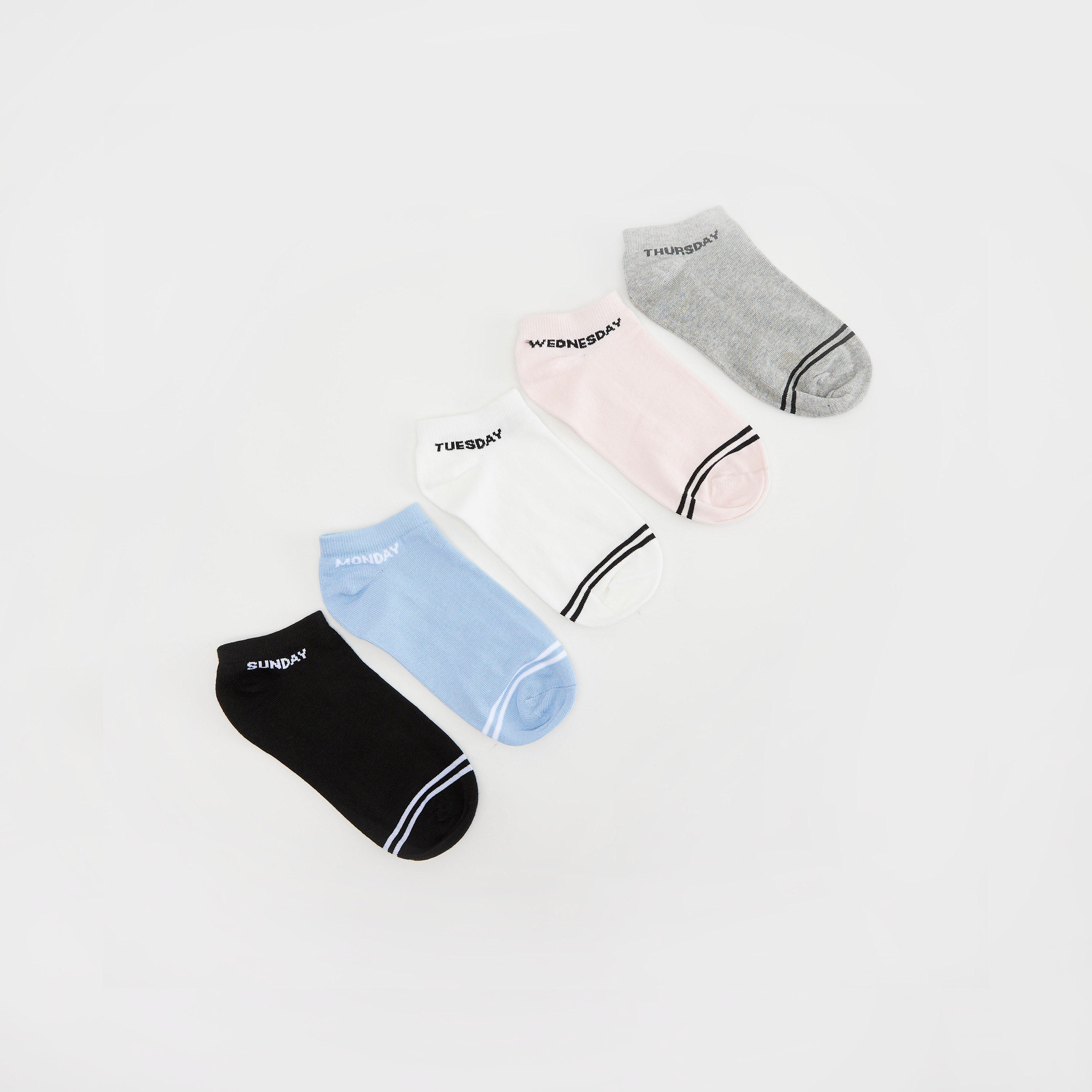 Set of 5 - Weekday Print Ankle Length Socks-women-socksandstockings-image-1