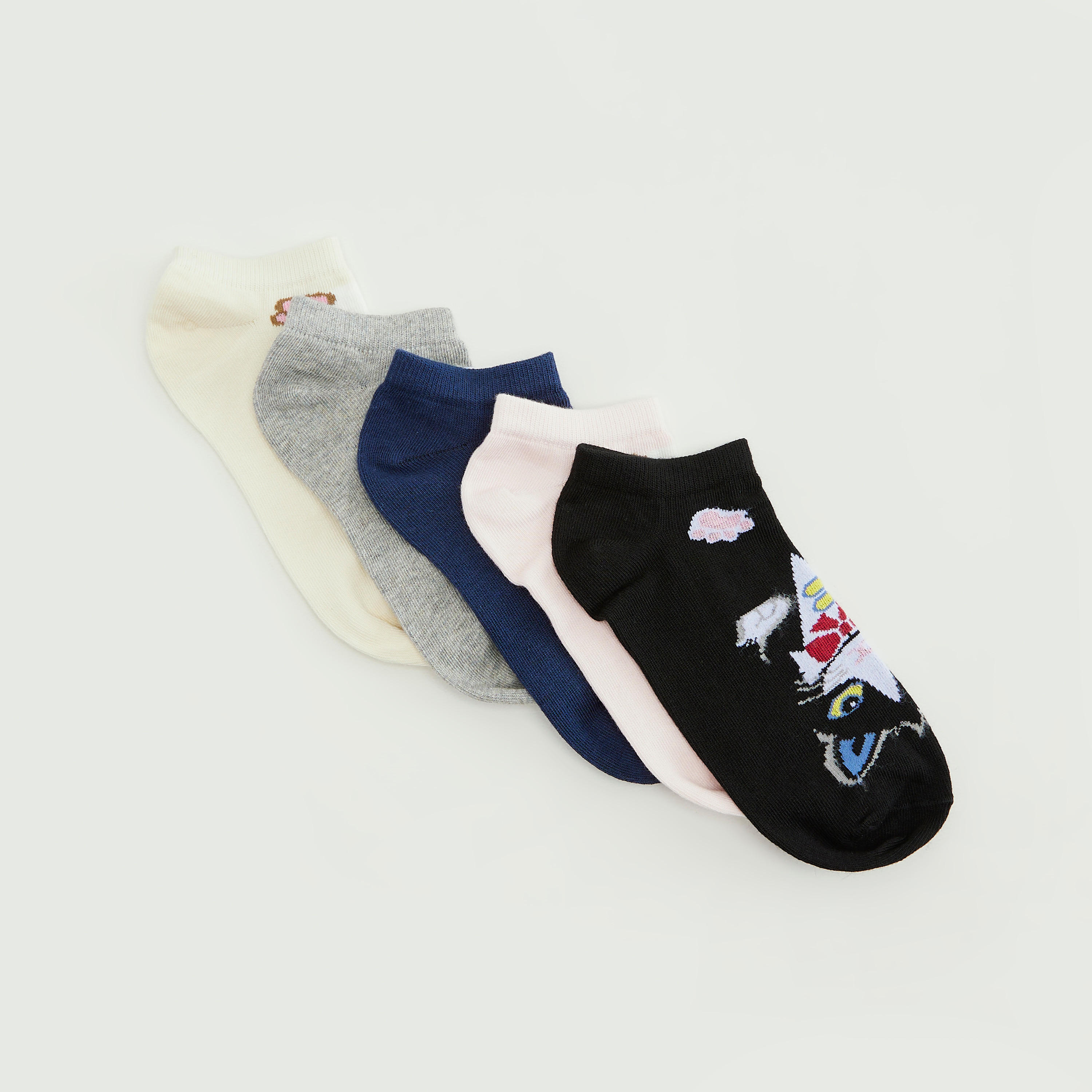 Set of 5 - Cat Embroidered Ankle Length Socks-women-socksandstockings-image-2
