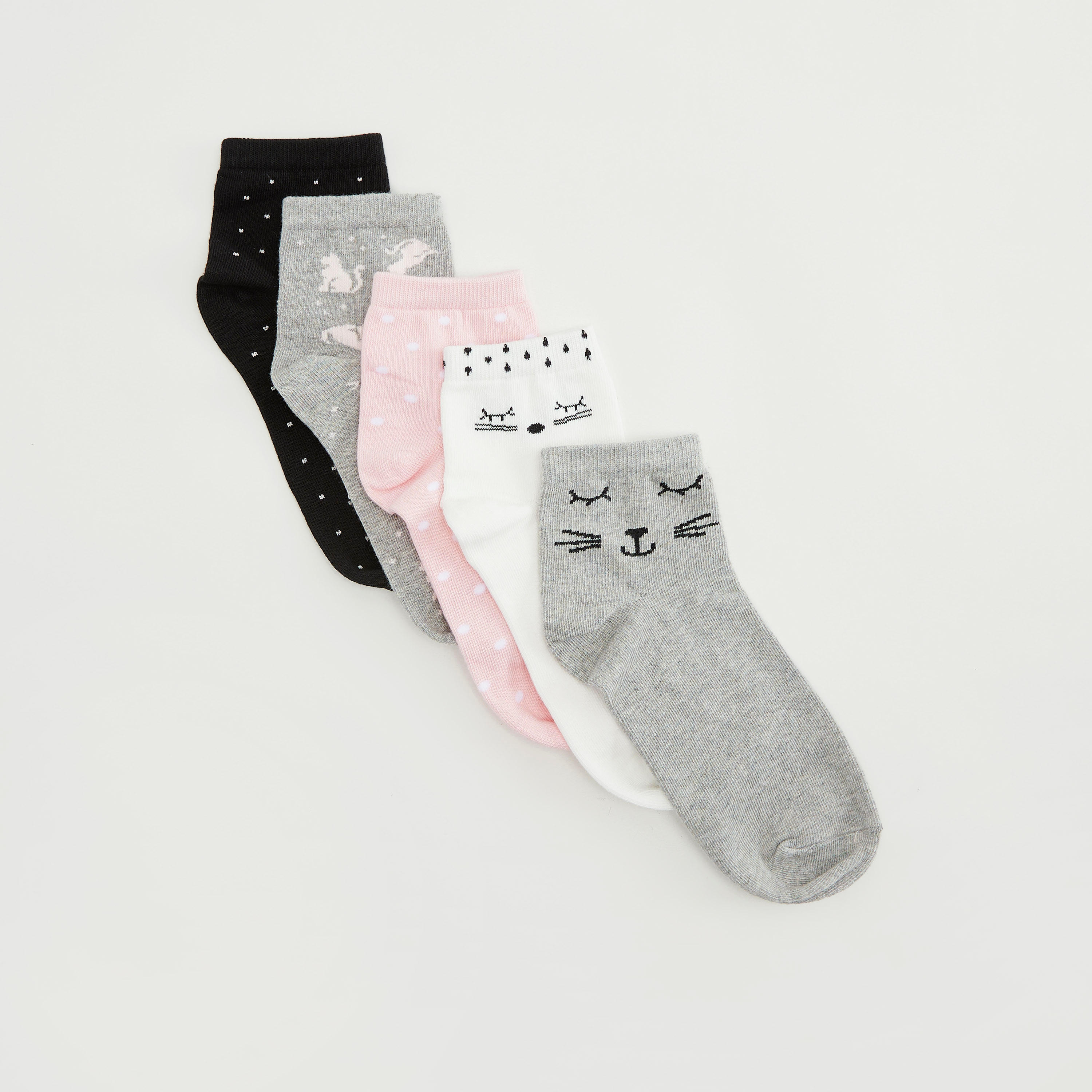 جوارب بطول الكاحل وطبعات - طقم من 5 قطع-women-socksandstockings-image-2