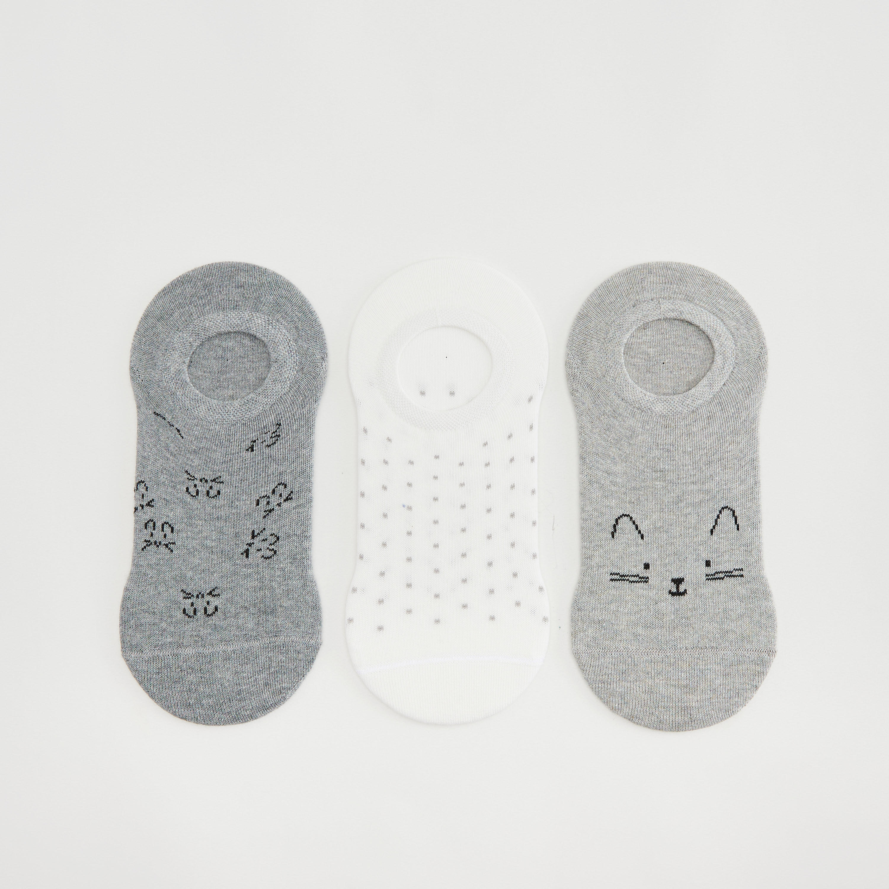 جوارب غير مرئية بطبعات - طقم من 3 أزواج-women-socksandstockings-image-2
