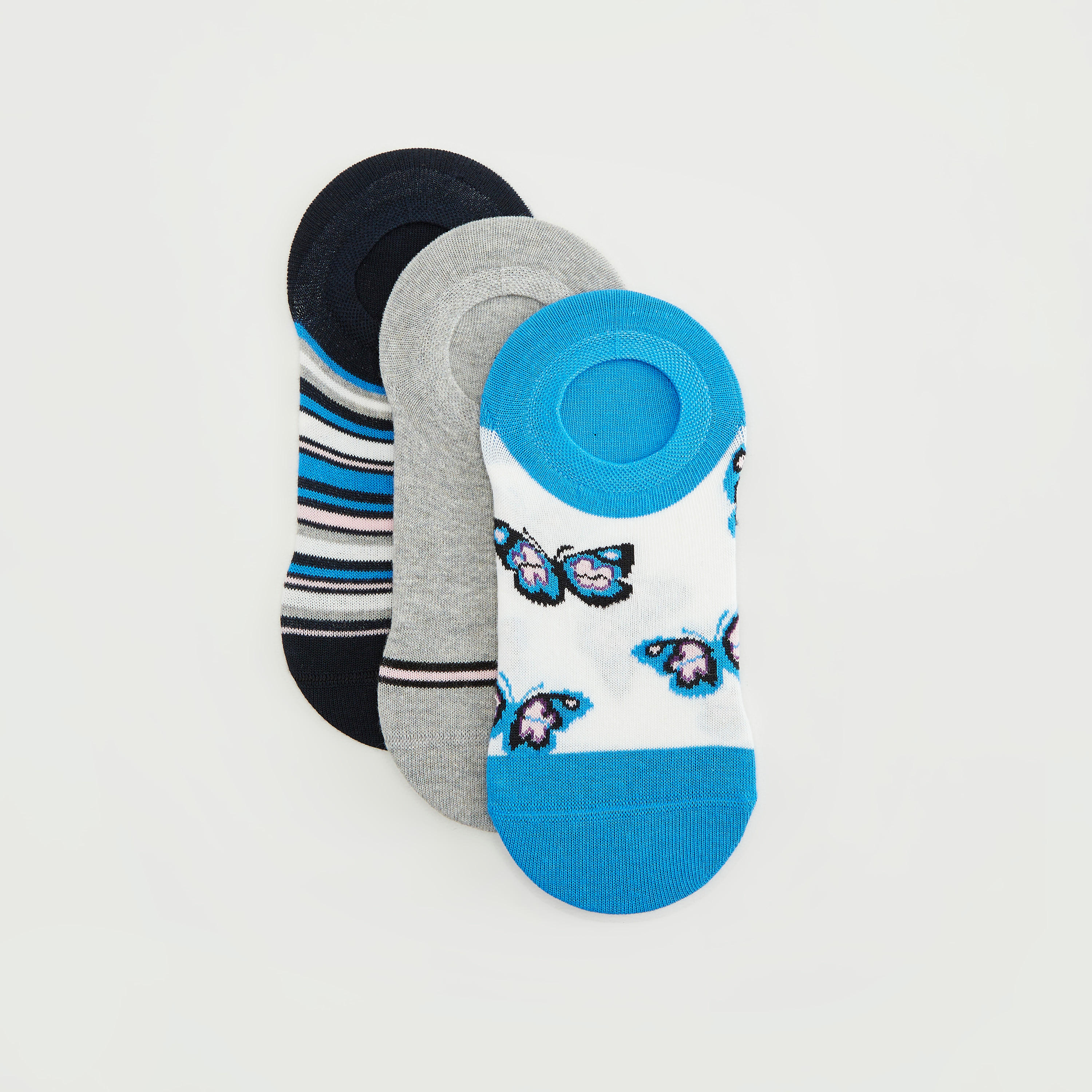 جوارب غير مرئية بطبعات - طقم من 3 أزواج-women-socksandstockings-image-1