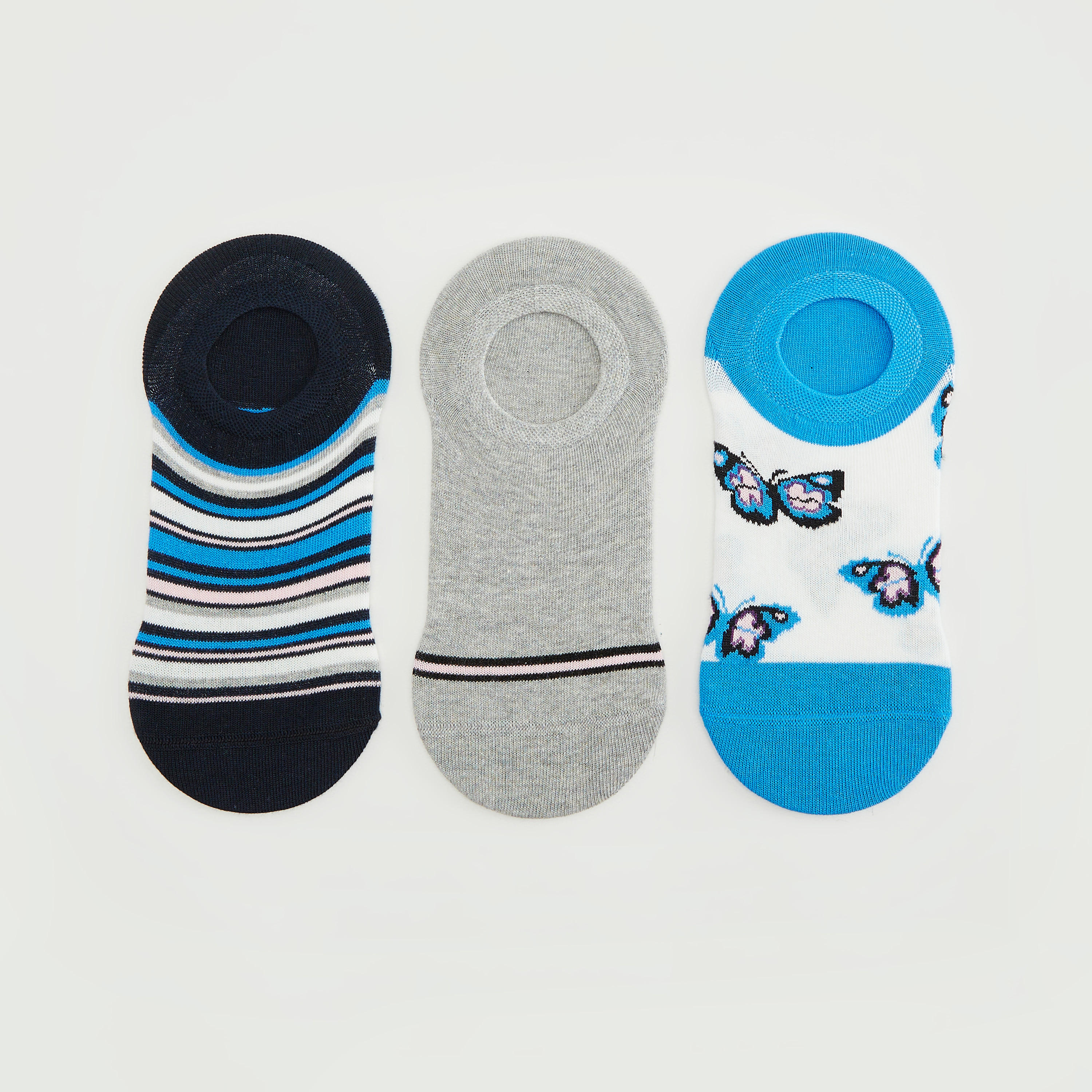 جوارب غير مرئية بطبعات - طقم من 3 أزواج-women-socksandstockings-image-2