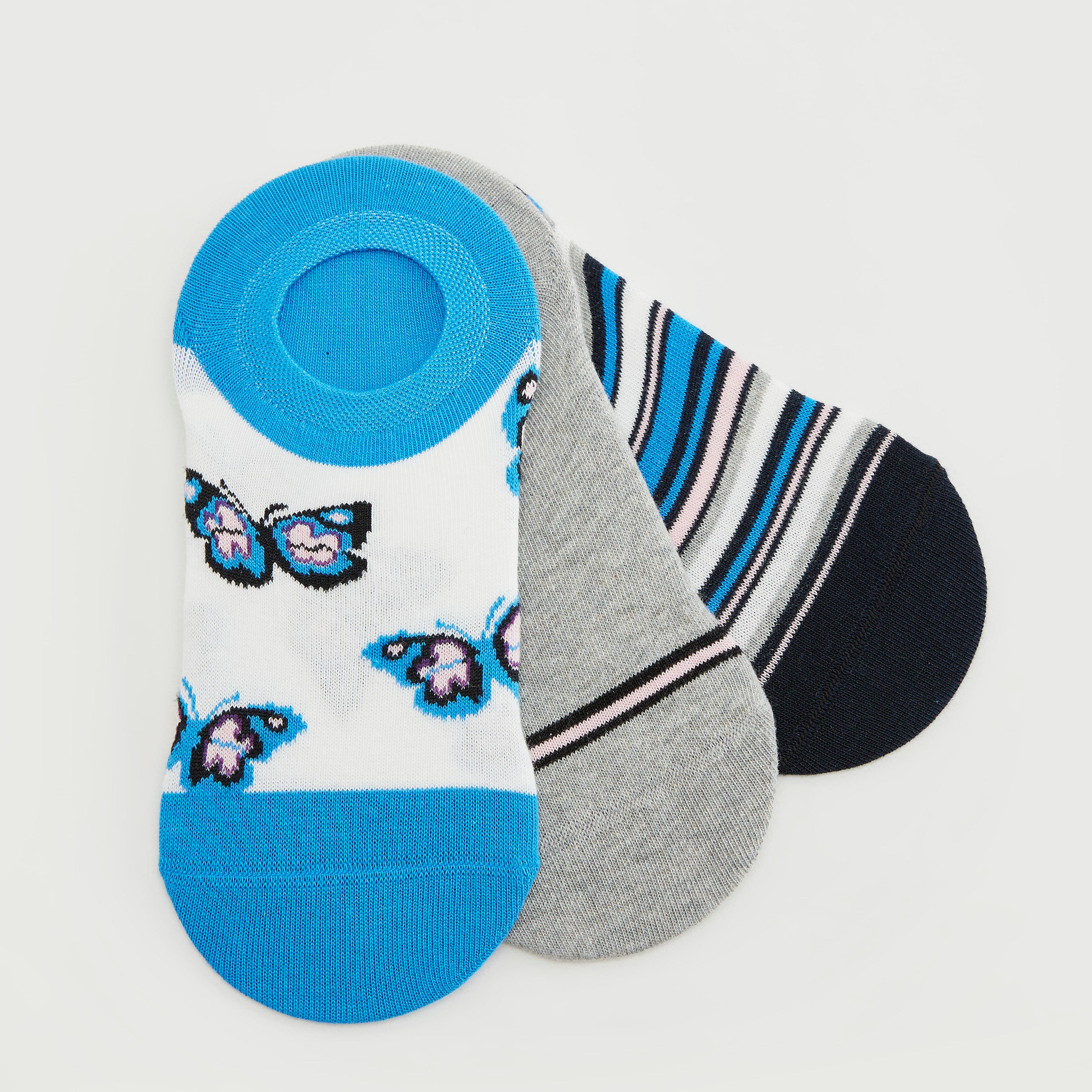 جوارب غير مرئية بطبعات - طقم من 3 أزواج-women-socksandstockings-image-3
