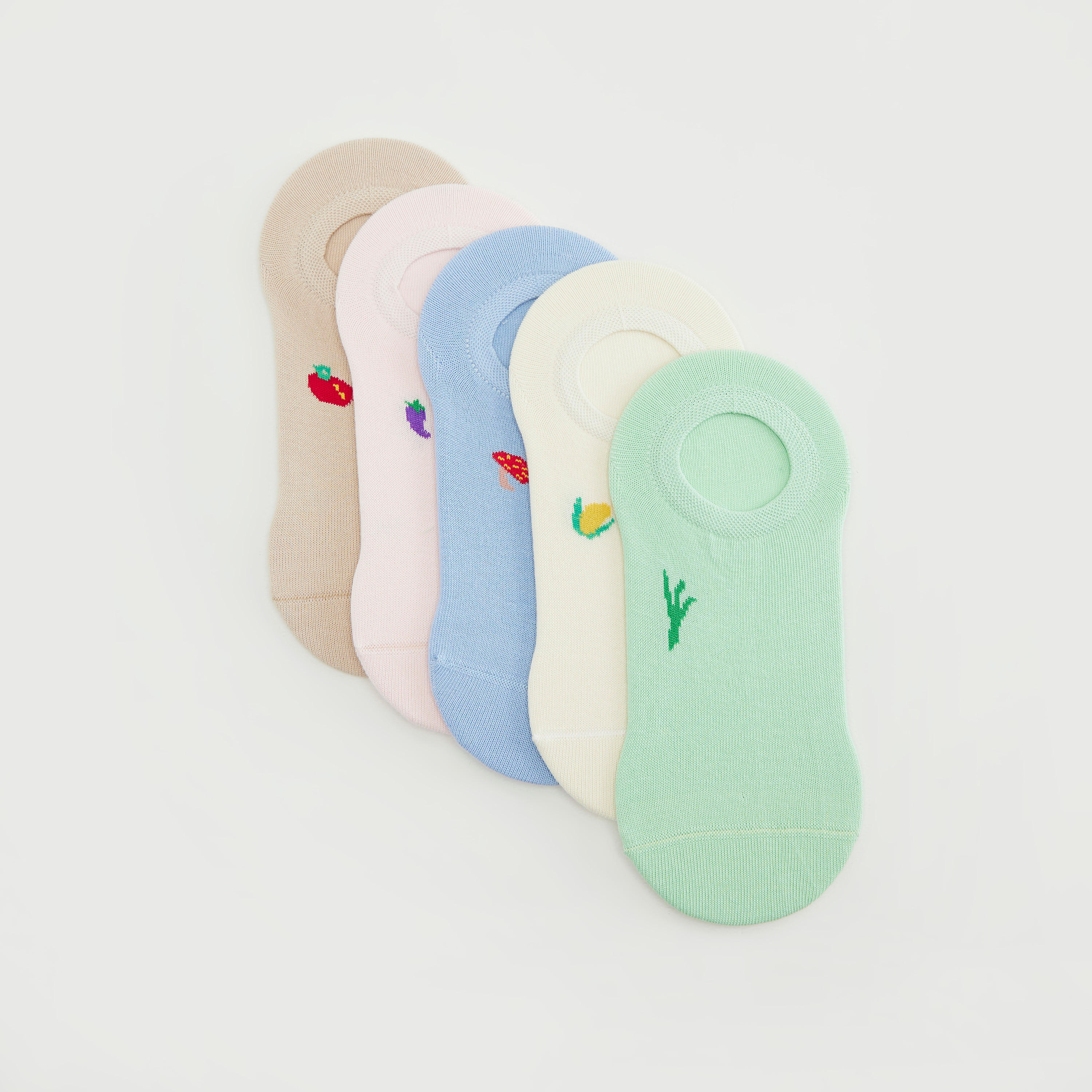 Set of 5 - Fruit Print Invisible Socks-women-socksandstockings-image-1