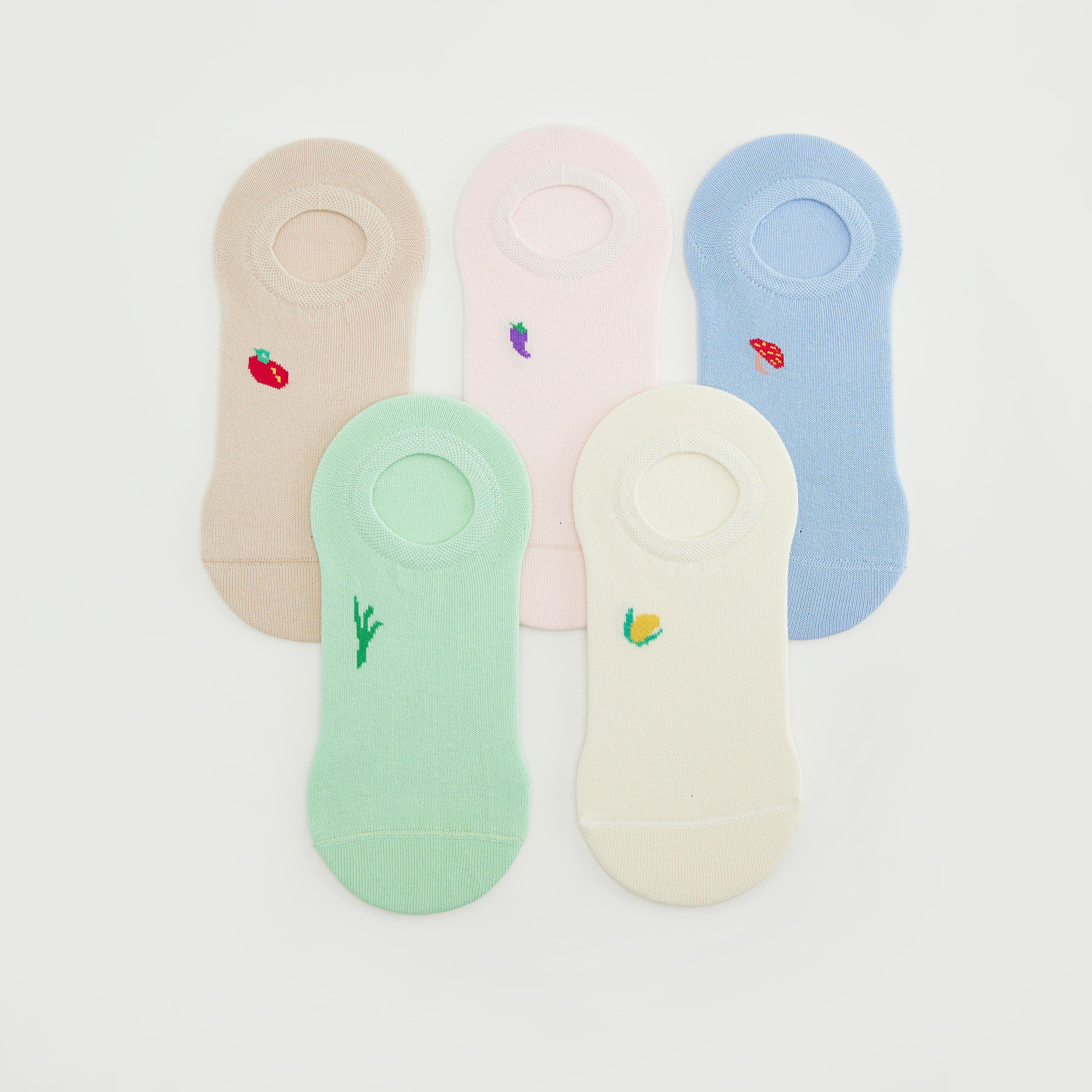 Set of 5 - Fruit Print Invisible Socks-women-socksandstockings-image-2