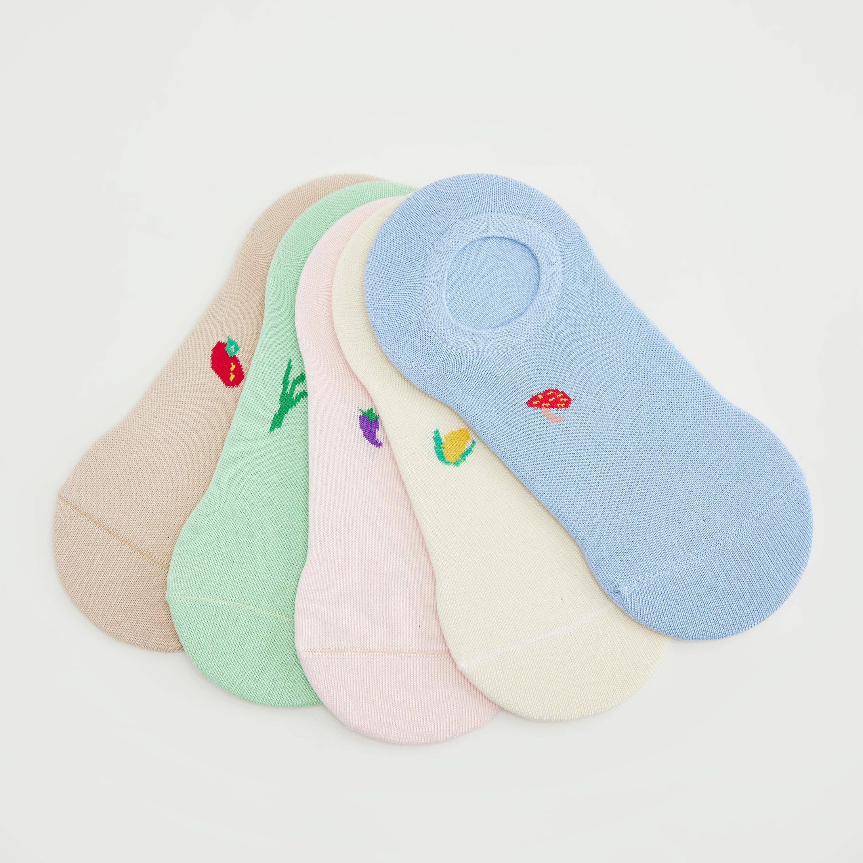 Set of 5 - Fruit Print Invisible Socks-women-socksandstockings-image-3