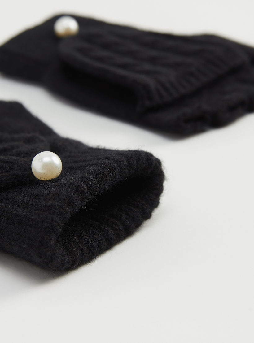 قفازات منسوجة بارزة الملمس بزينة لؤلؤ-women-clothingaccessories-gloves-image-2