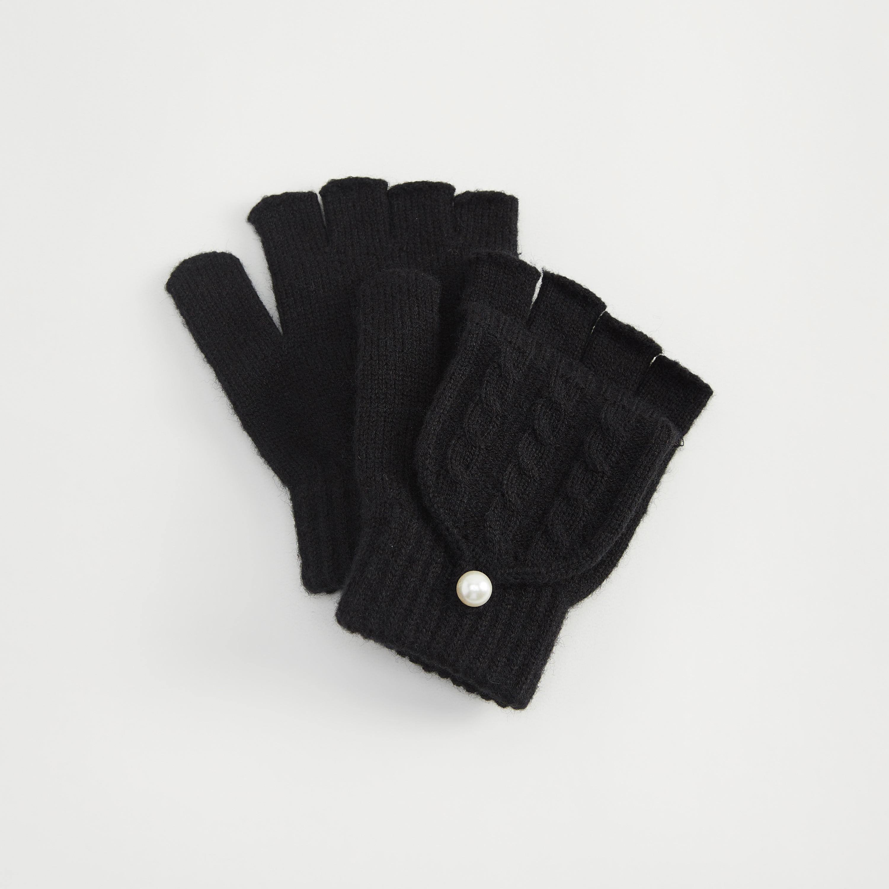 قفازات منسوجة بارزة الملمس بزينة لؤلؤ-women-clothingaccessories-gloves-image-1