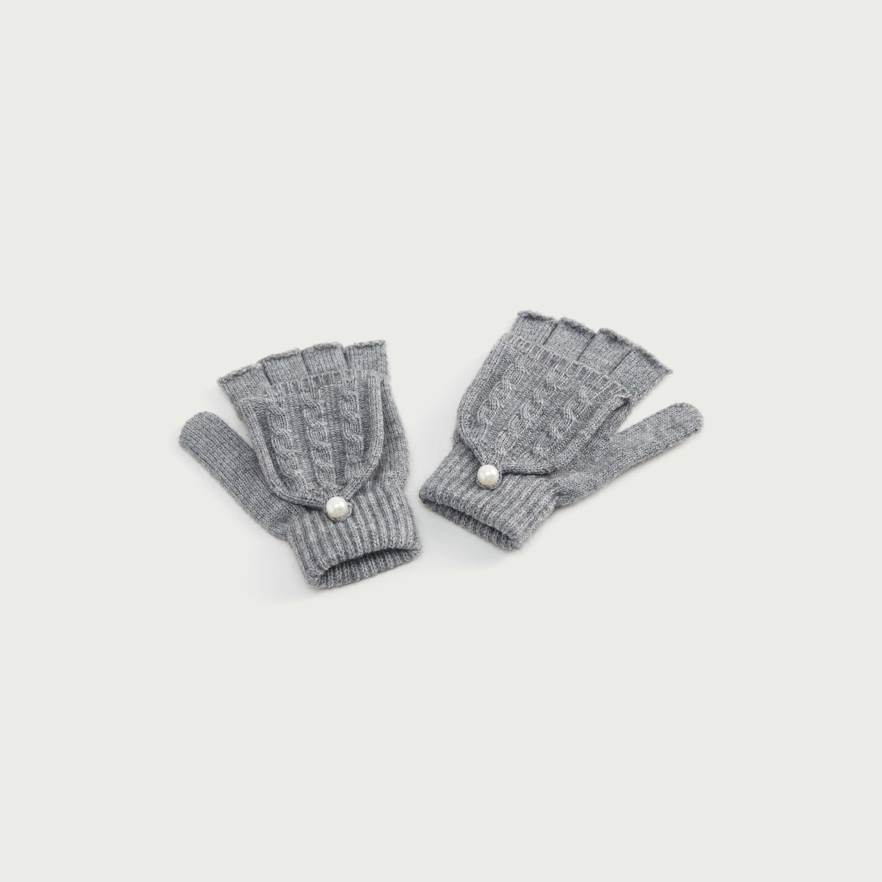 Textured Fold Over Gloves with Pearl Accent-women-clothingaccessories-gloves-image-1