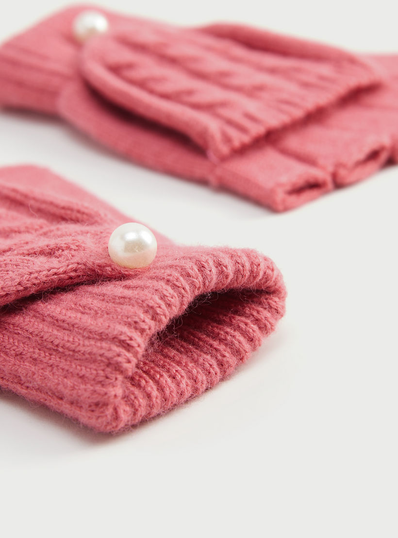 قفازات منسوجة بارزة الملمس بزينة لؤلؤ-women-clothingaccessories-gloves-image-2