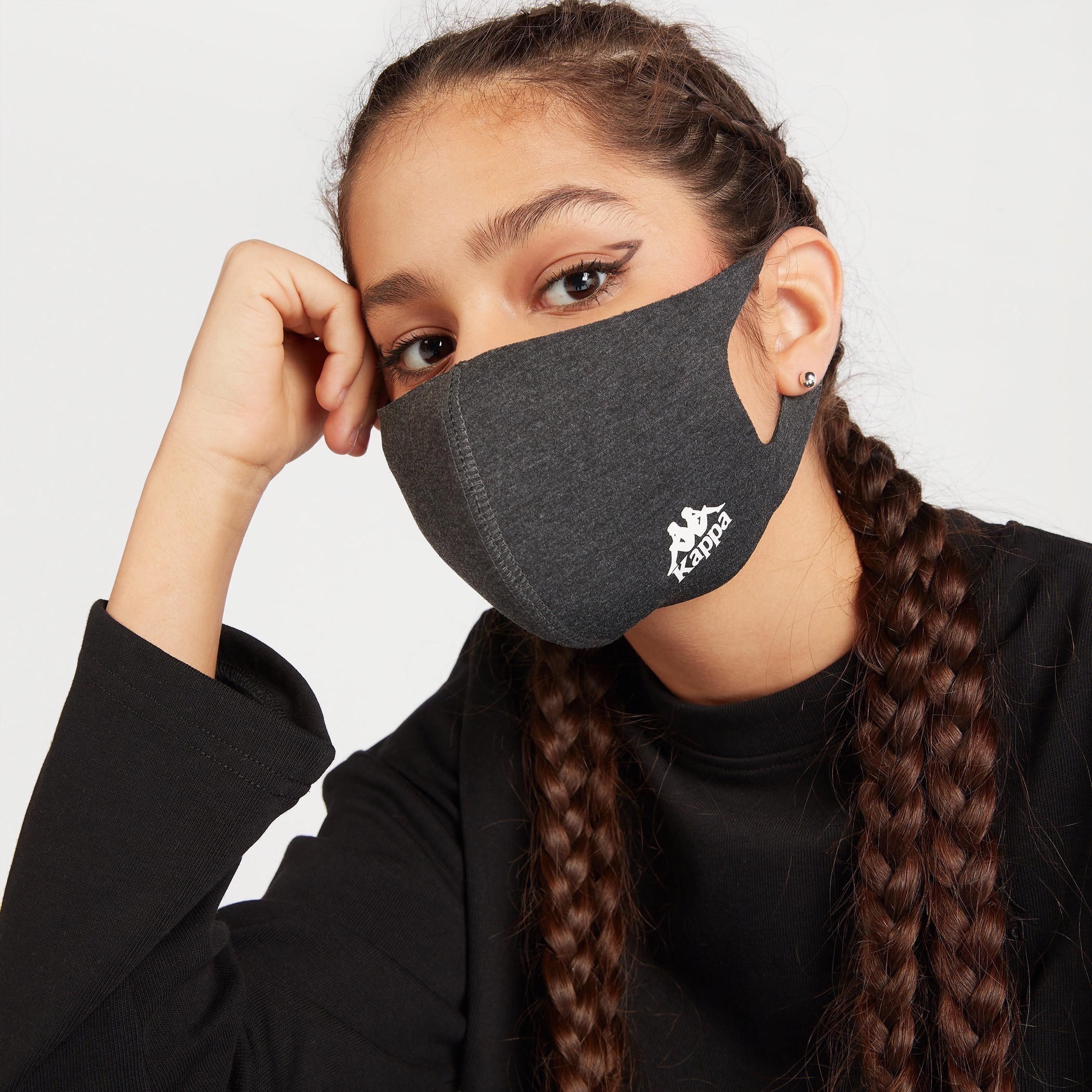 Kappa Logo Print Anti-Dust Face Mask with Cutout Ear Loops-women-clothingaccessories-fashionmasks-image-2