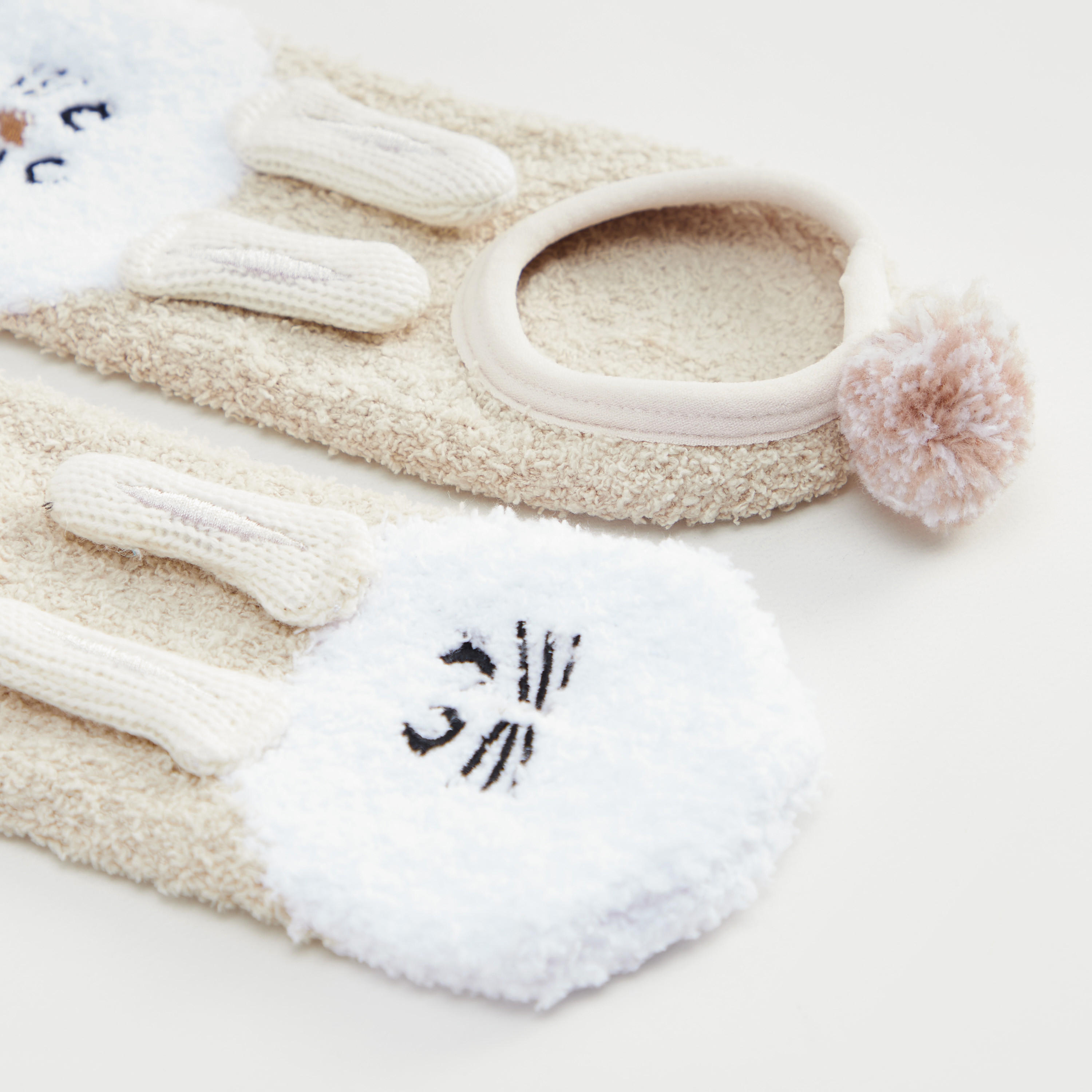 Textured Slipper Socks with Pom-Pom Accents-women-socksandstockings-image-3