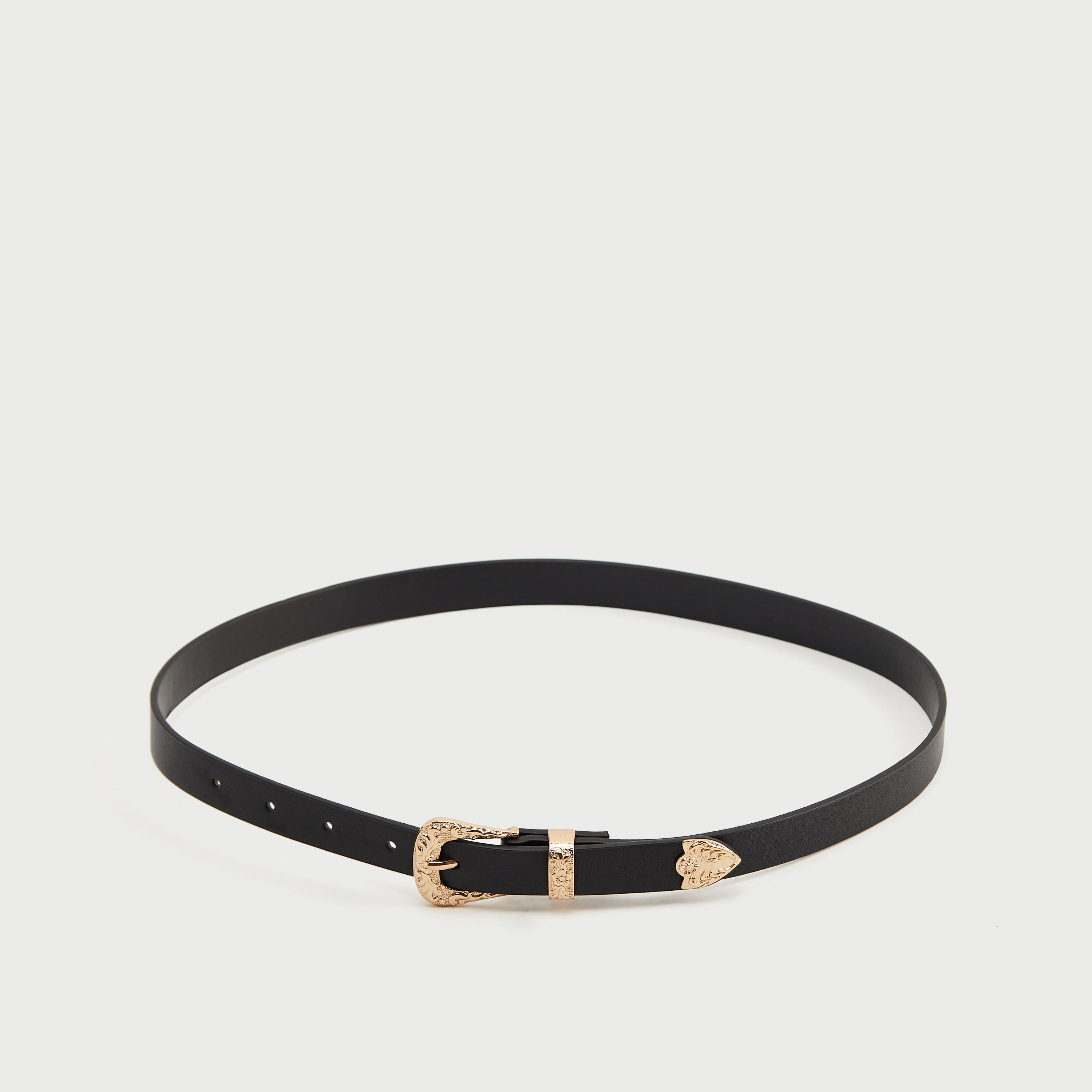 حزام جلد سادة بإبزيم إغلاق مزيّن - طقم من قطعتين-women-clothingaccessories-belts-image-4