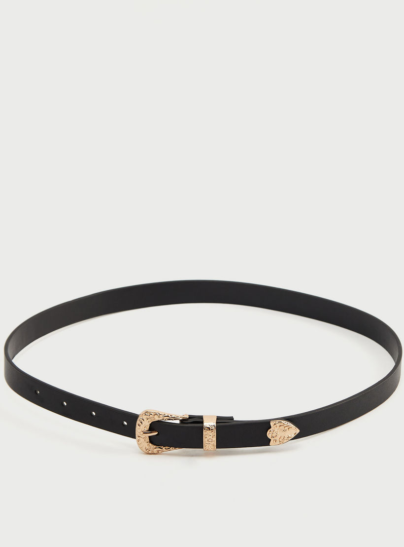 Set of 2 - Solid Belt with Pin Buckle and Embossed Accent-women-clothingaccessories-belts-image-4