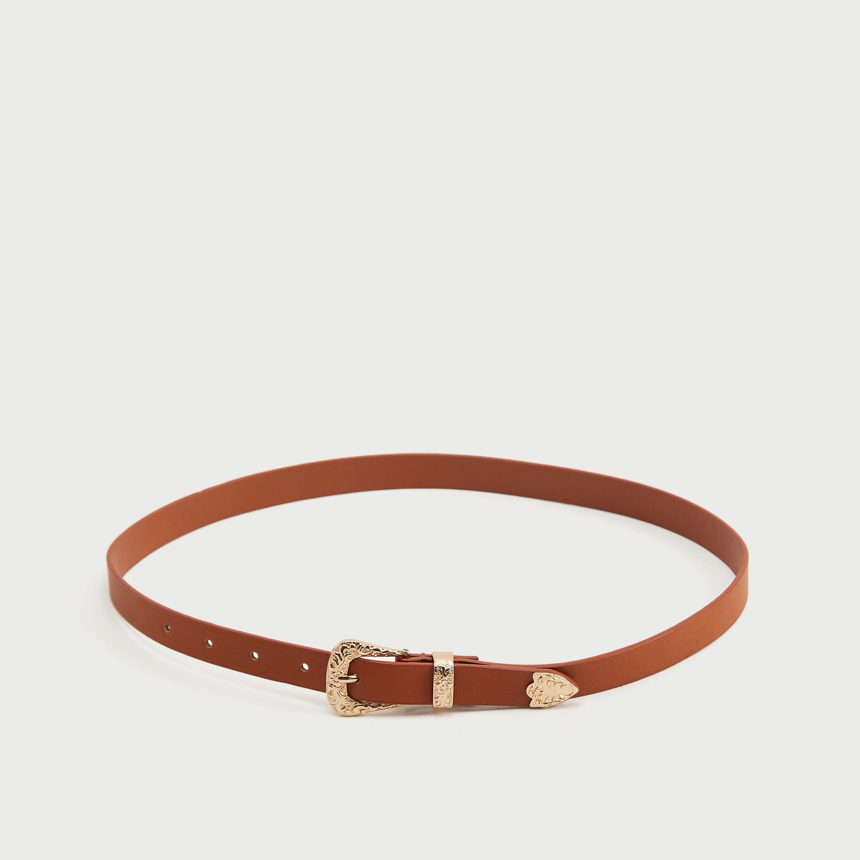 حزام جلد سادة بإبزيم إغلاق مزيّن - طقم من قطعتين-women-clothingaccessories-belts-image-5