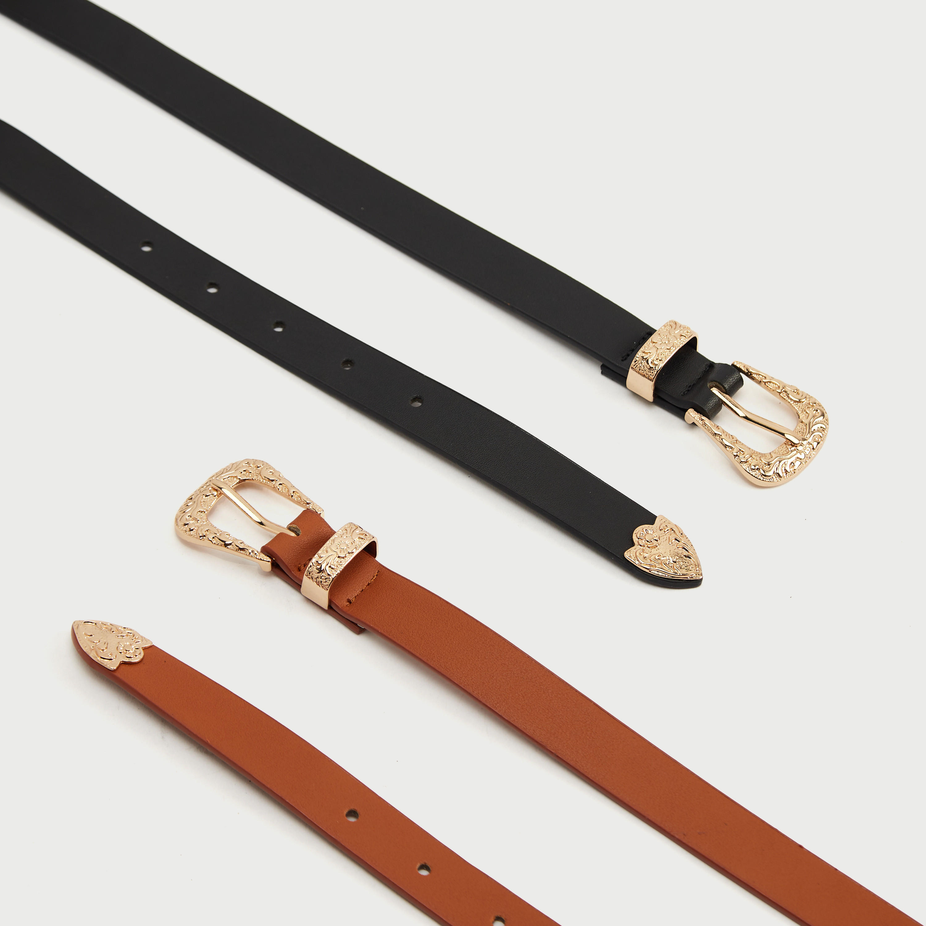 حزام جلد سادة بإبزيم إغلاق مزيّن - طقم من قطعتين-women-clothingaccessories-belts-image-6