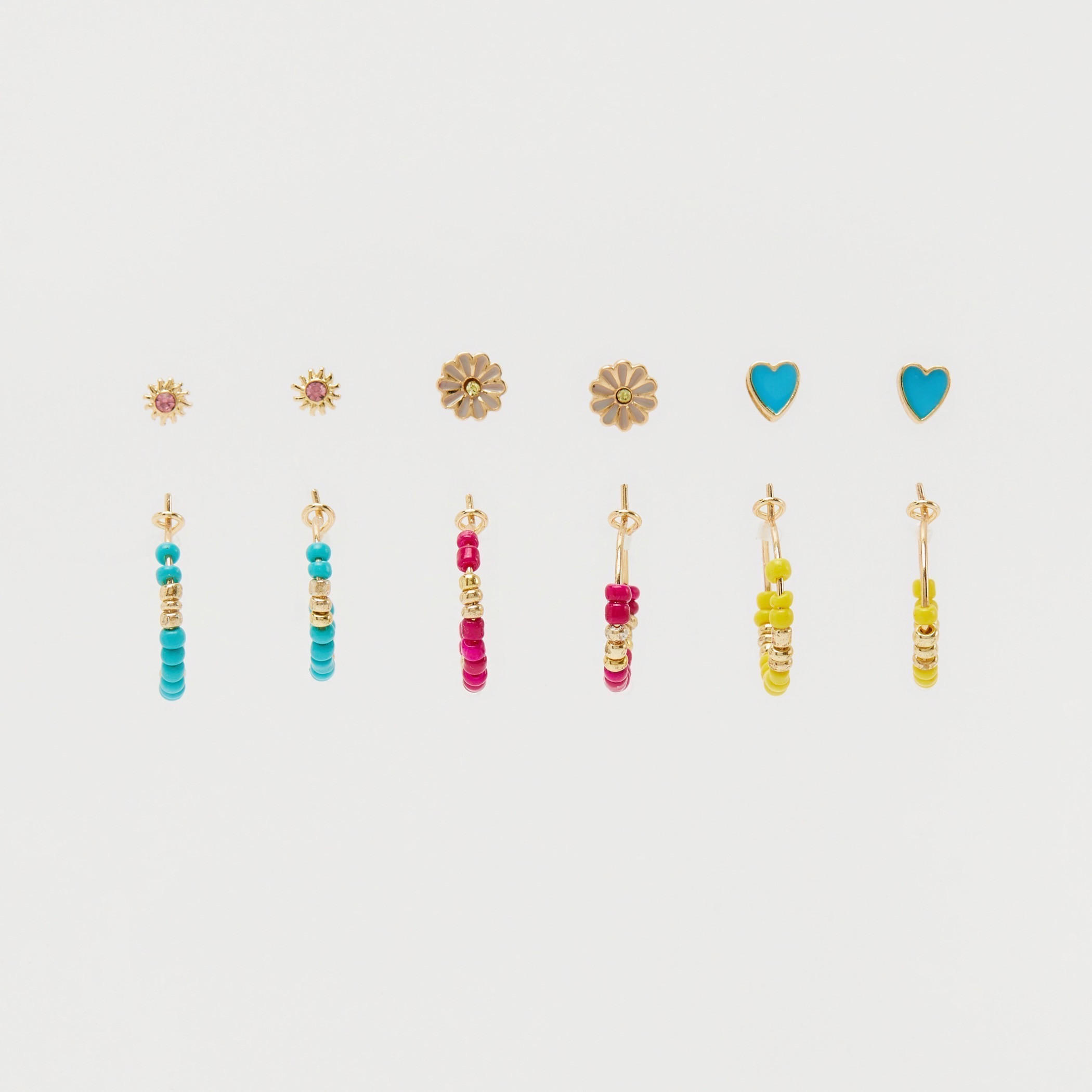 حلقان مستديرة متنوعة - طقم 6 أزواج-women-watchesandjewellery-jewellery-earrings-image-1