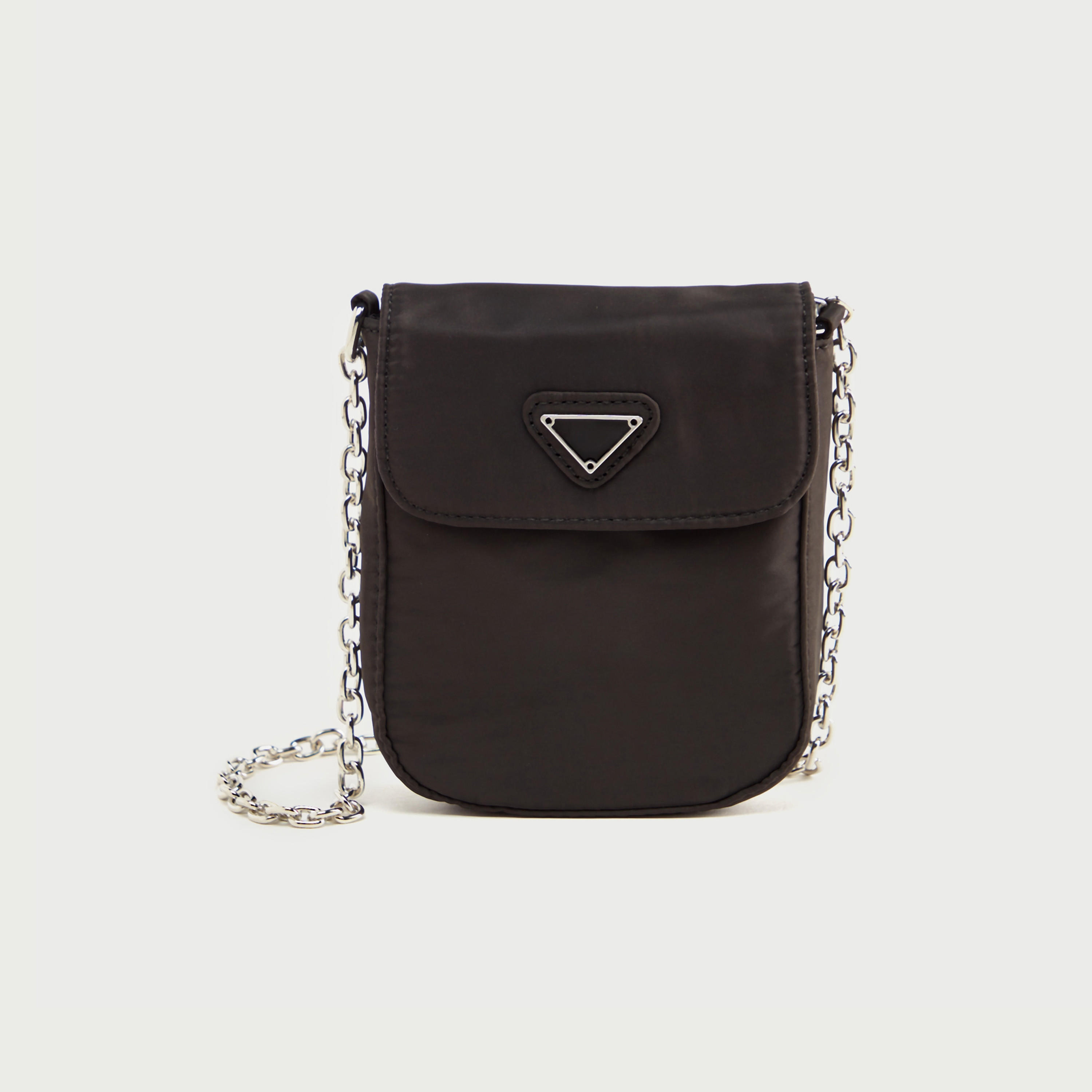 Solid Phone Pouch with Chain Link Strap and Magnetic Button Closure-women-bagsandwallets-handbags-image-1