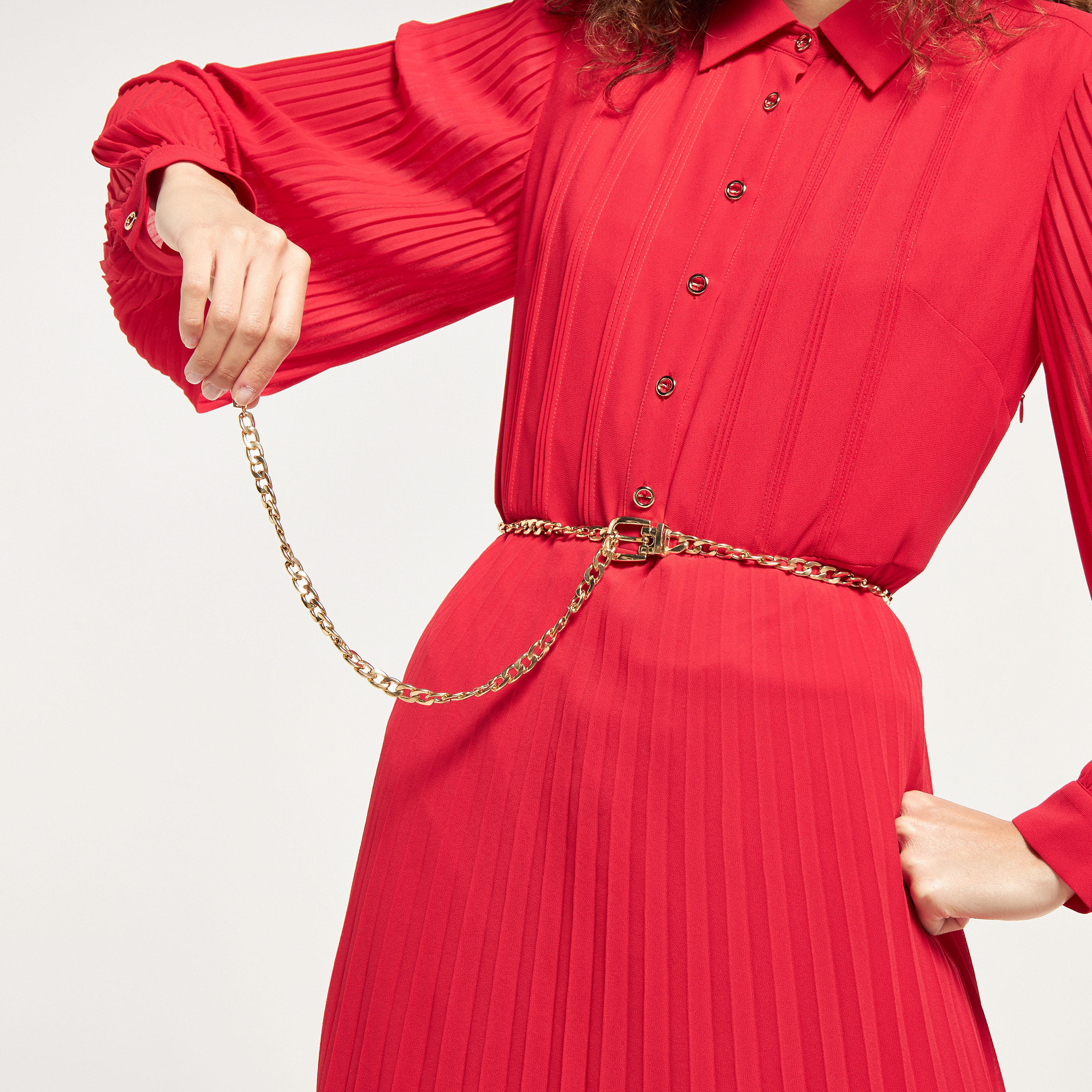 Metallic Chunky Chain Belt with Pin Buckle Closure-women-clothingaccessories-belts-image-2