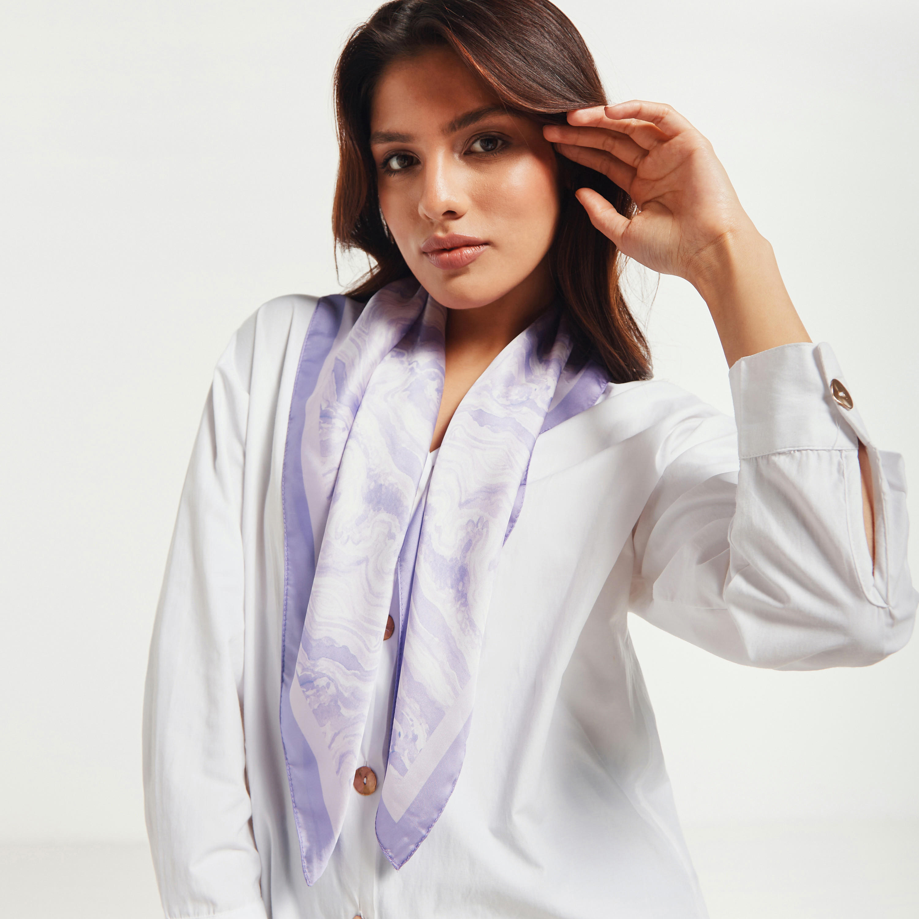 Swirl Print Satin Neckerchief Scarf-women-clothingaccessories-scarves-image-2
