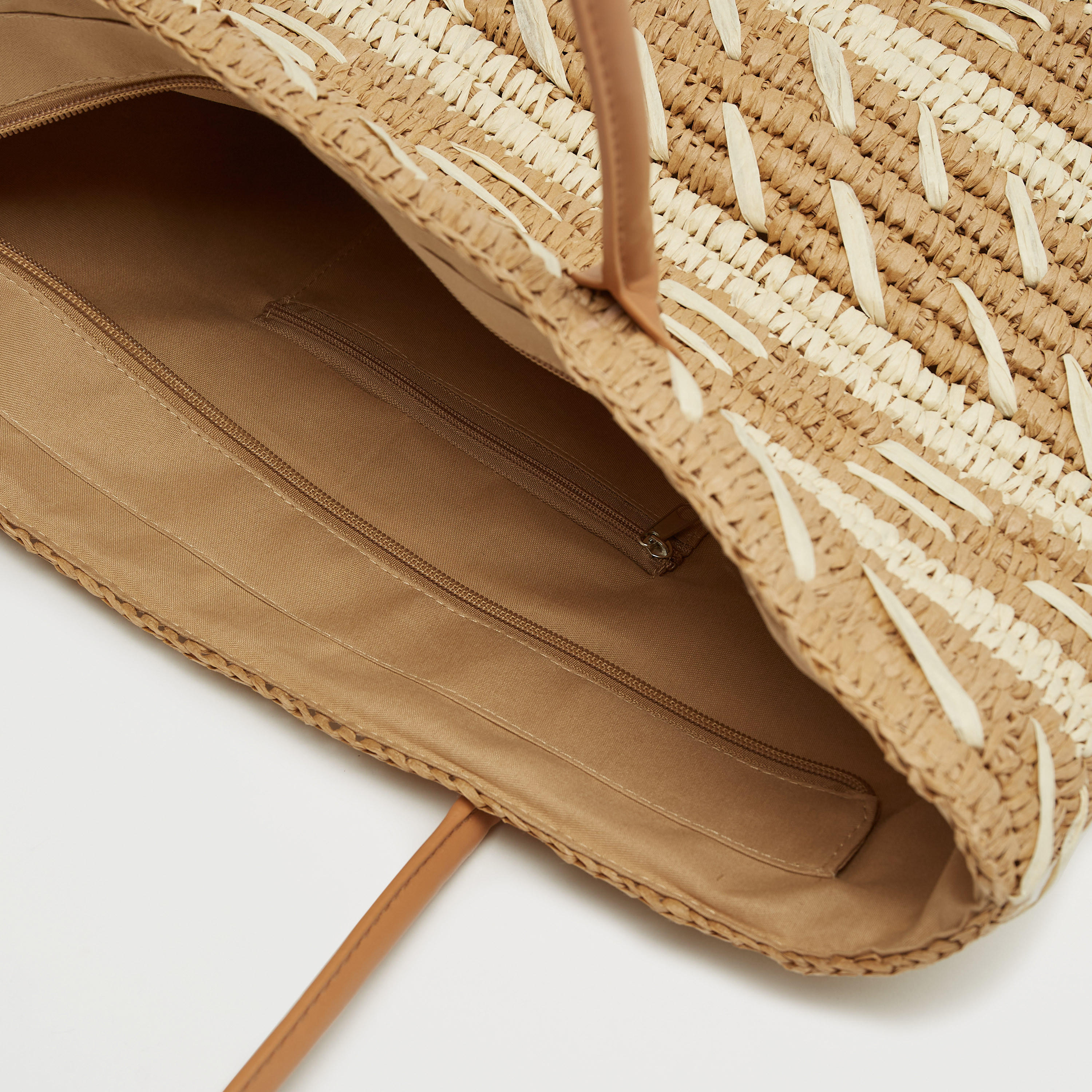شنطة توتي بارزة الملمس بسحّاب إغلاق ومقابض مزدوجة-women-bagsandwallets-handbags-image-2