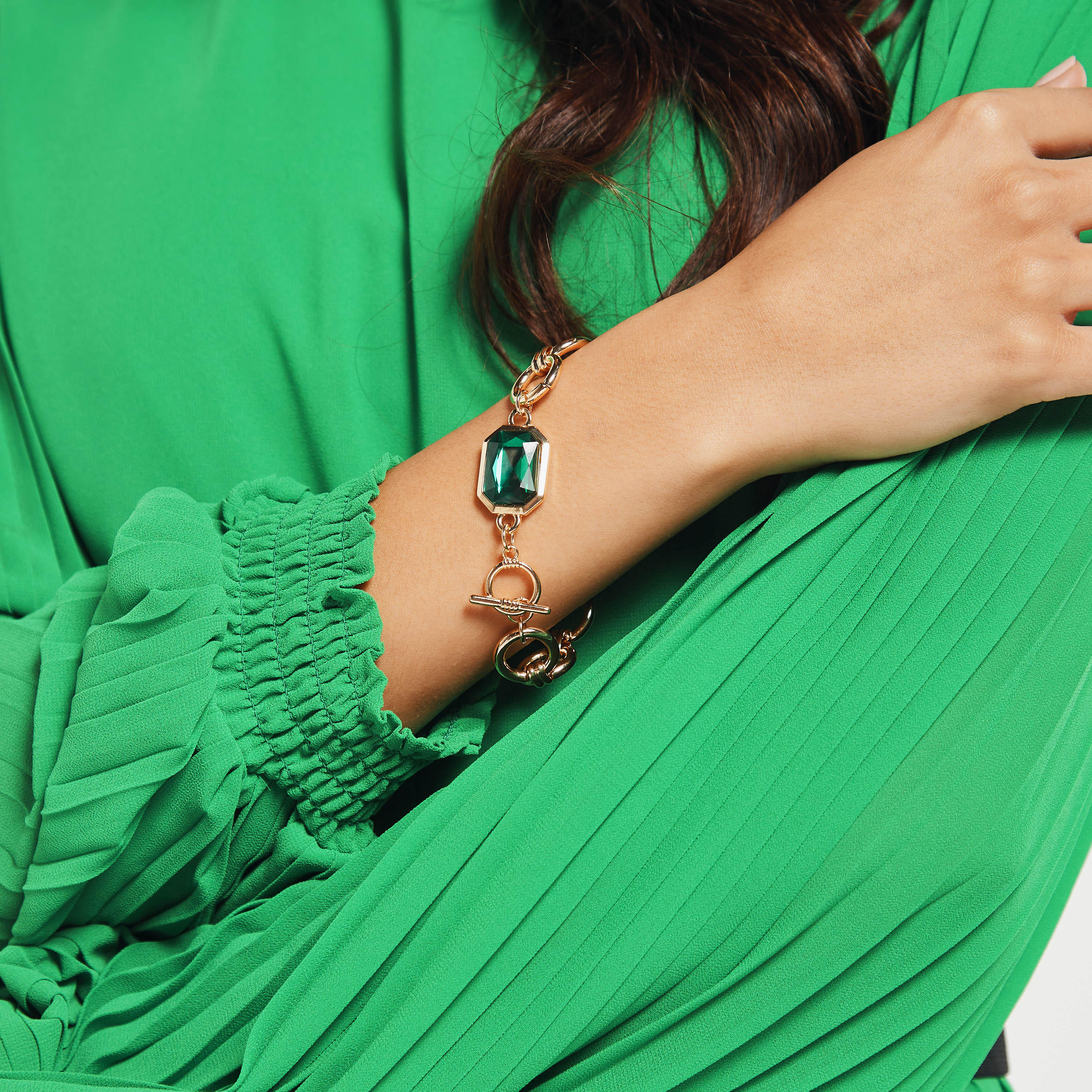 سوار سلسلة ميتاليك مزيّن بالأحجار الكريمة-women-watchesandjewellery-jewellery-banglesandbracelets-image-2