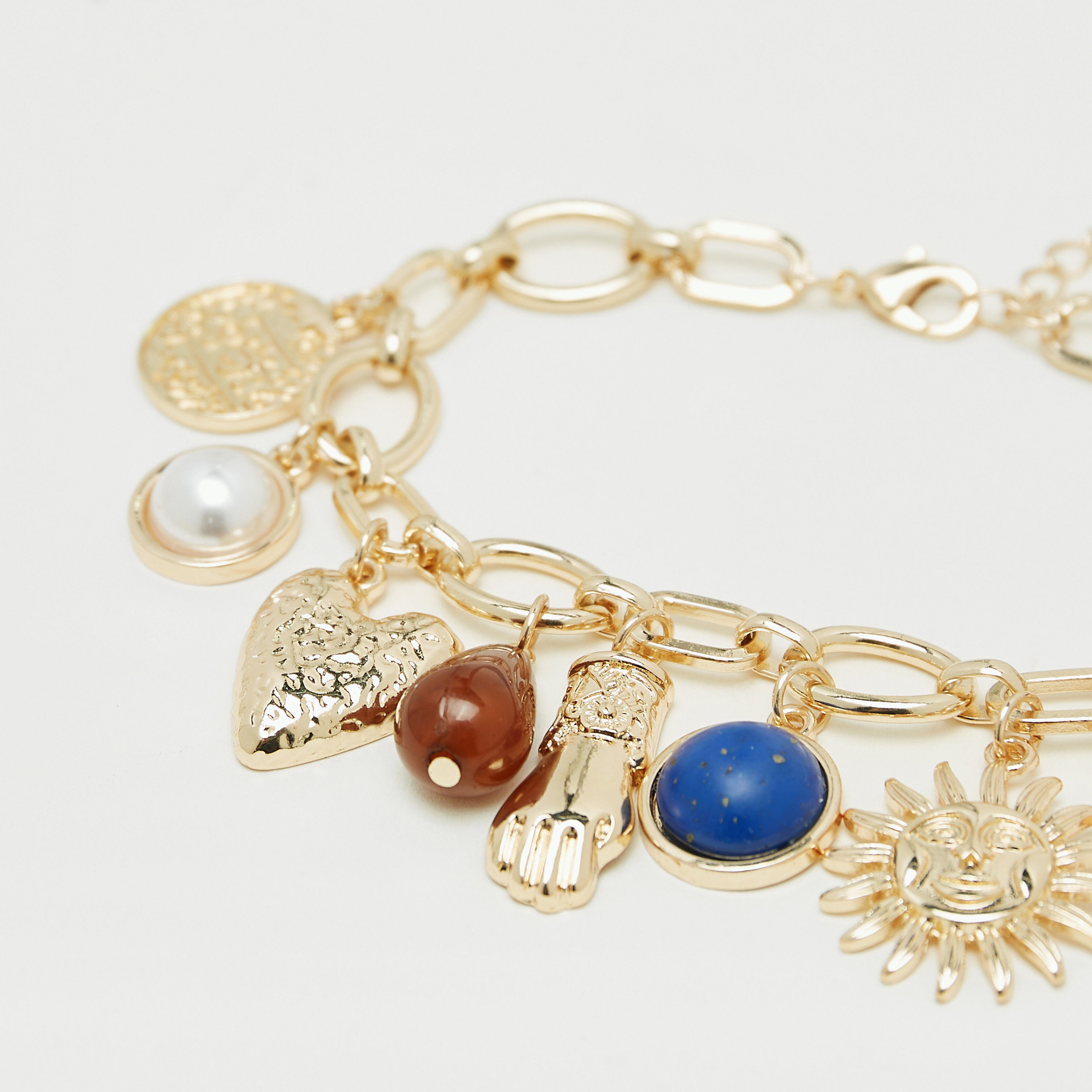 Charm Textured Chunky Chain Link Bracelet with Lobster Clasp Closure-women-watchesandjewellery-jewellery-banglesandbracelets-image-3