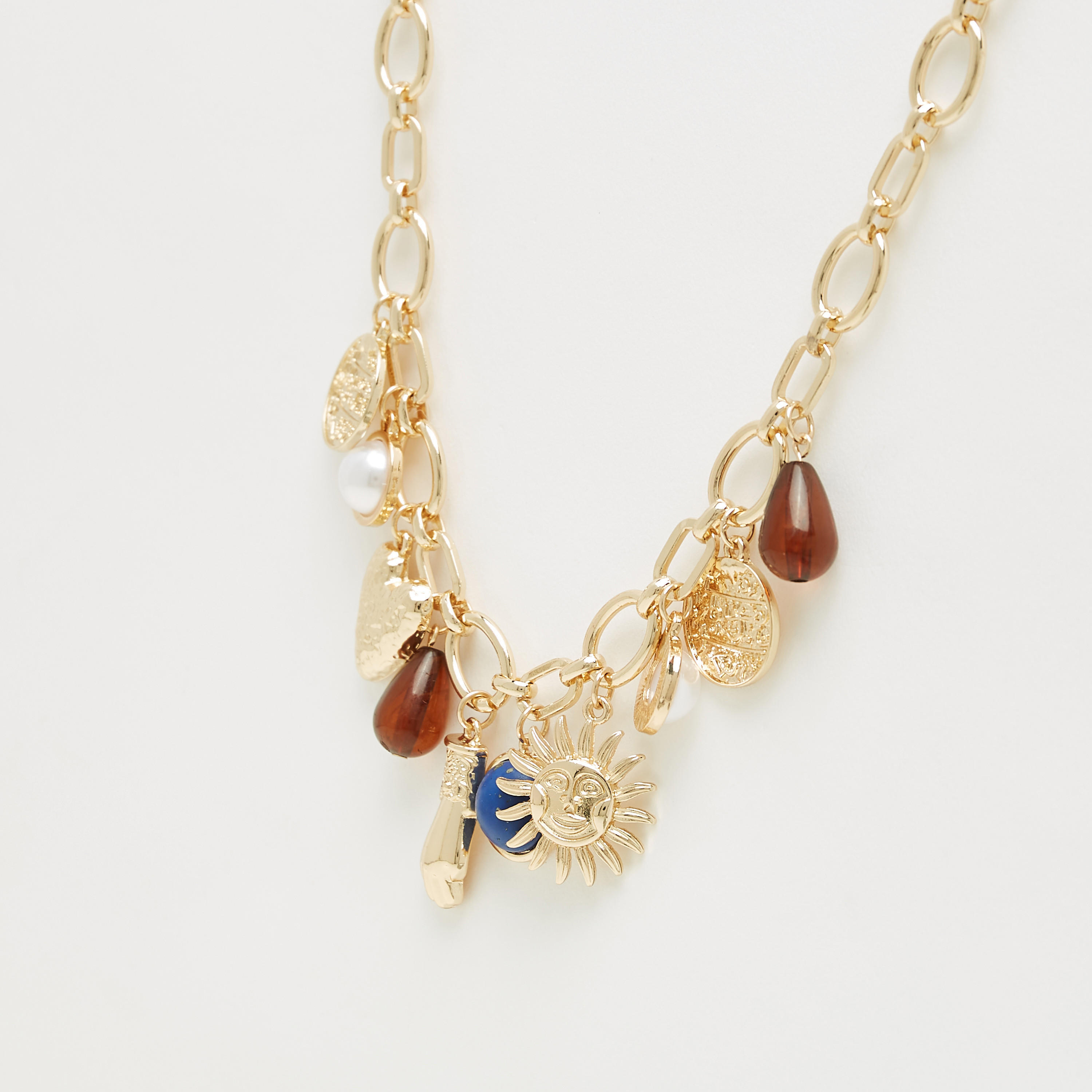 Charm Embellished Chunky Chain Link Necklace with Lobster Clasp Closure-women-watchesandjewellery-jewellery-necklacesandpendants-image-3
