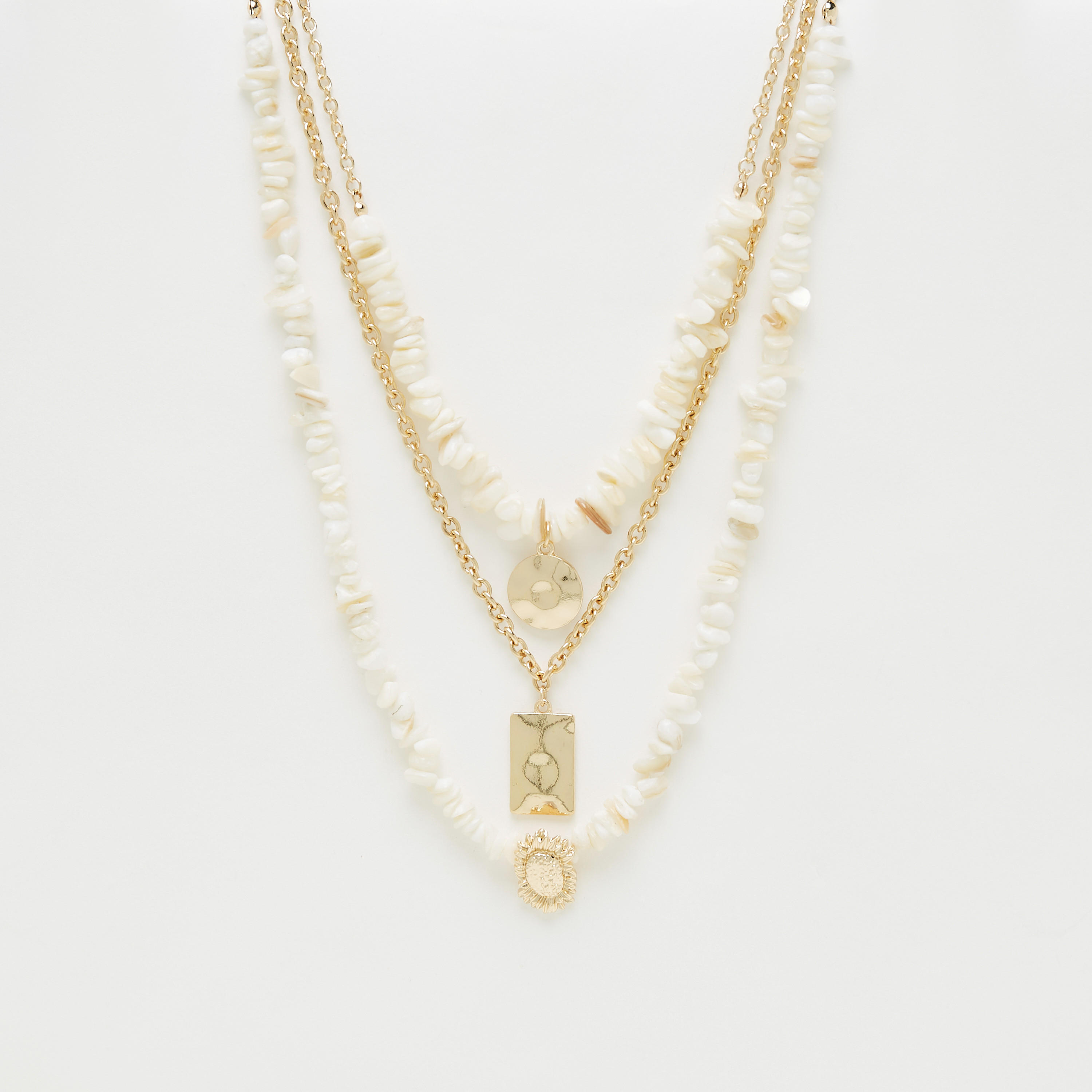Set of 2 - Chipped Bead Embellished Necklace with Lobster Clasp Closure-women-watchesandjewellery-jewellery-necklacesandpendants-image-1