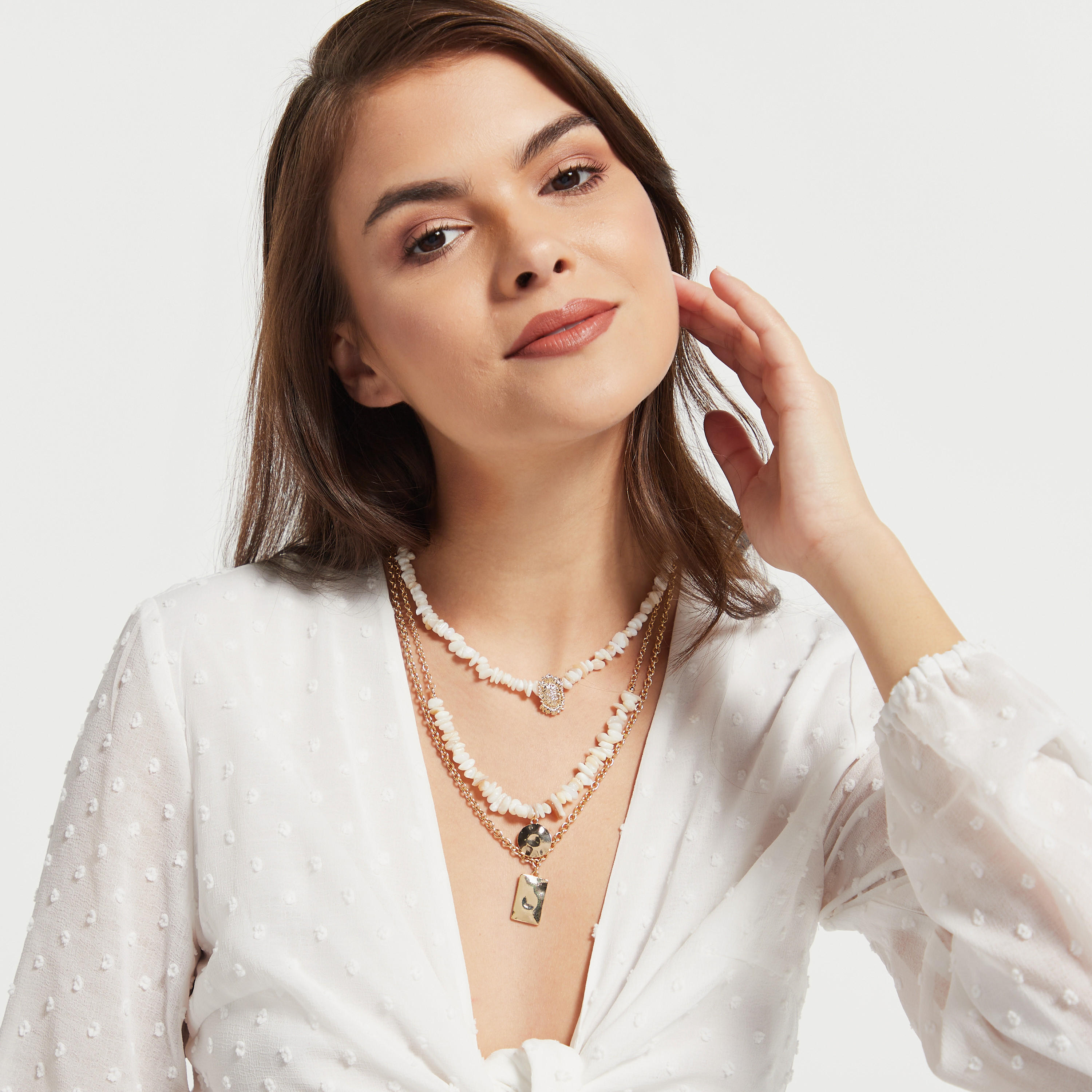 قلادة مزيّنة بالخرز - طقم قطعتين-women-watchesandjewellery-jewellery-necklacesandpendants-image-2
