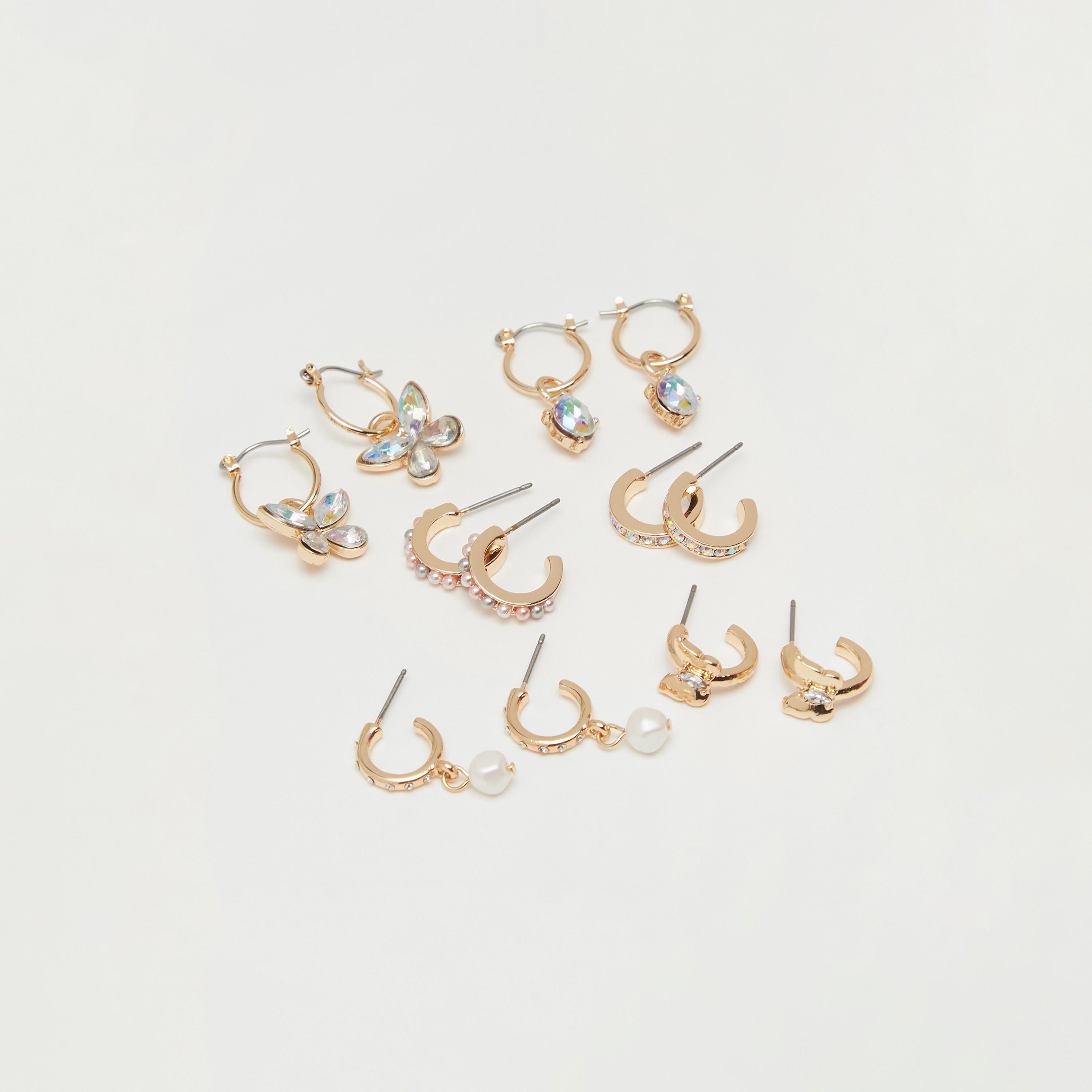أقراط ميتاليك مزينة - طقم من 6 أزواج-women-watchesandjewellery-jewellery-earrings-image-3