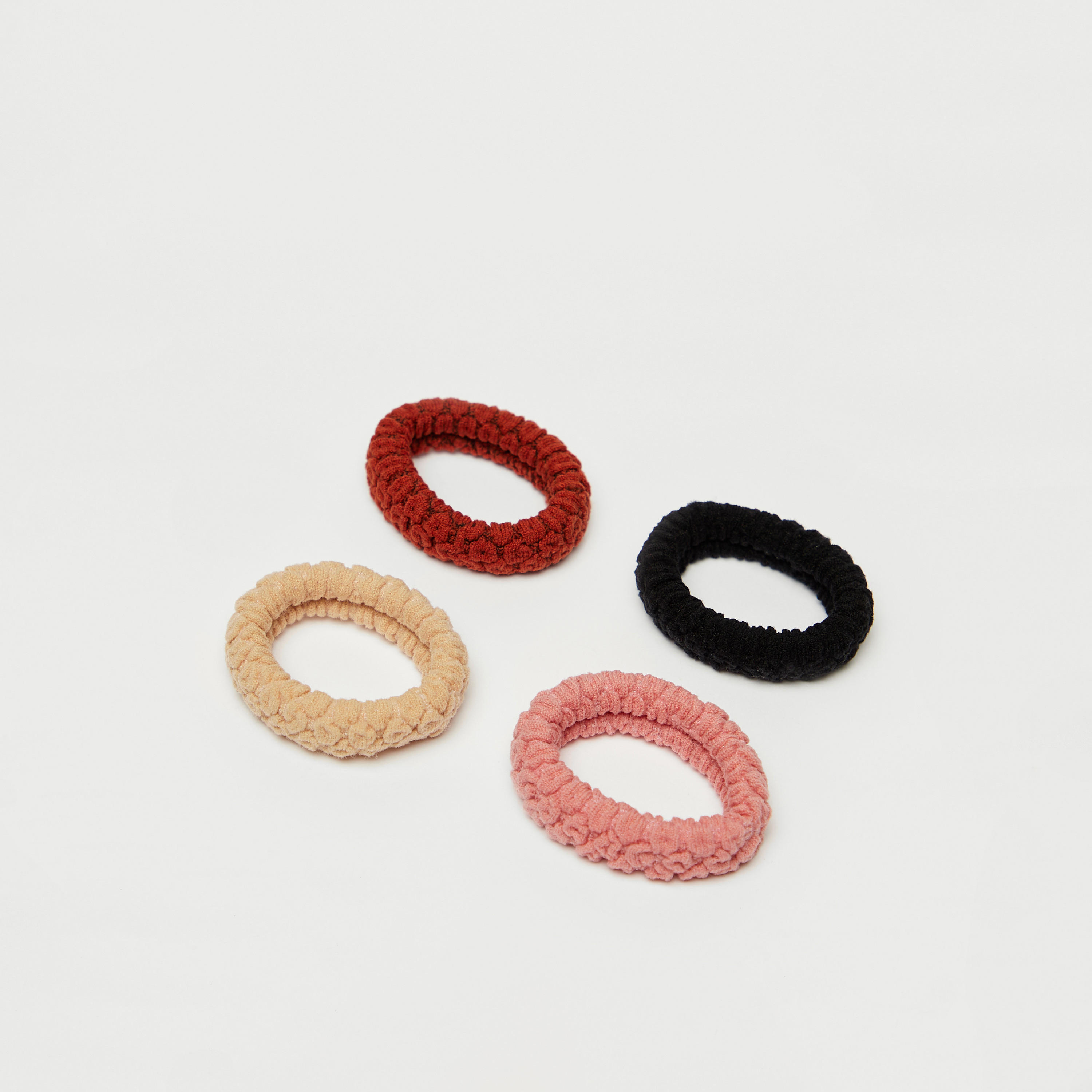 ربطة شعر بارزة الملمس قماش - طقم 4 قطع-women-hairaccessories-image-2