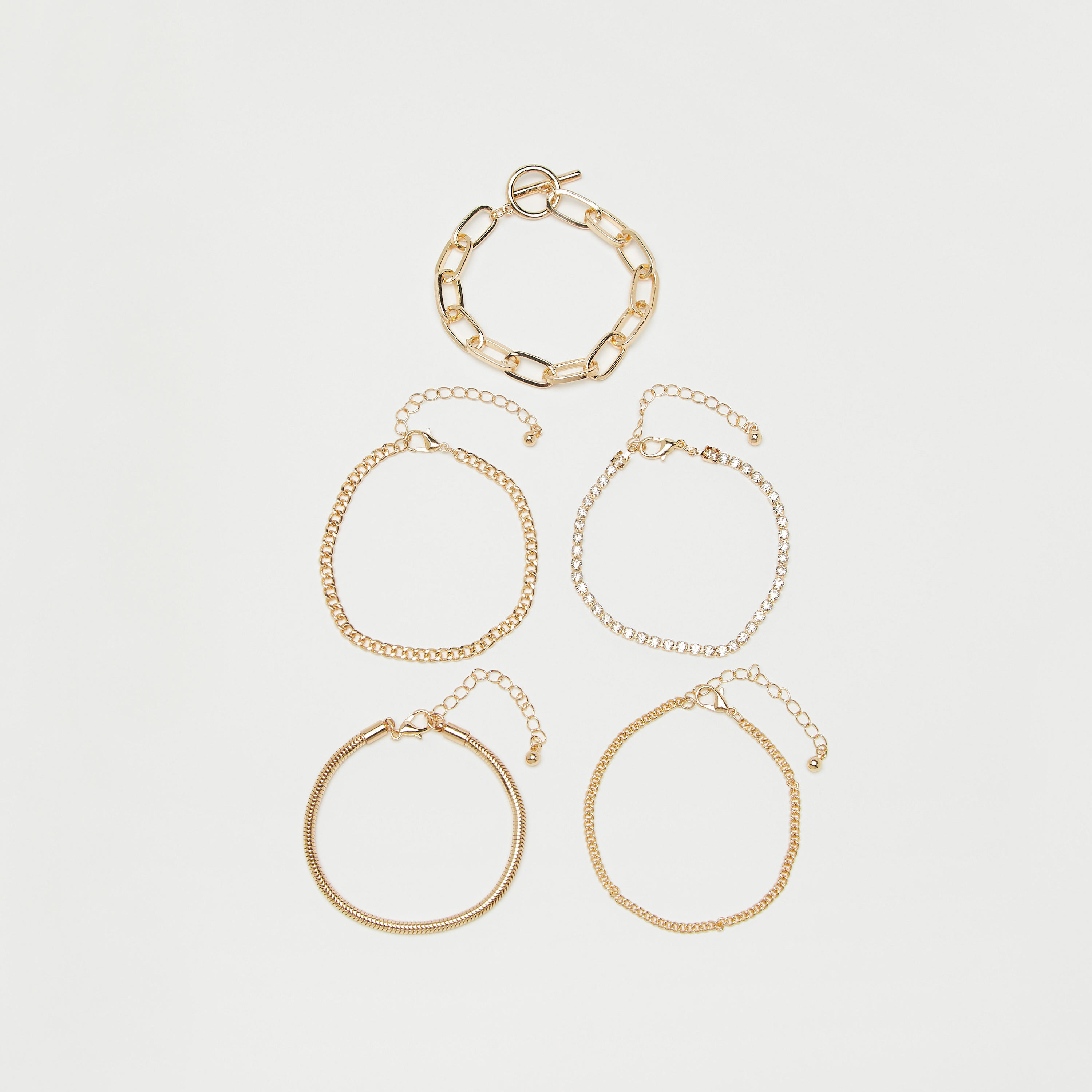 سوار بسلسلة من جلو - 5 قطع-women-watchesandjewellery-jewellery-banglesandbracelets-image-1