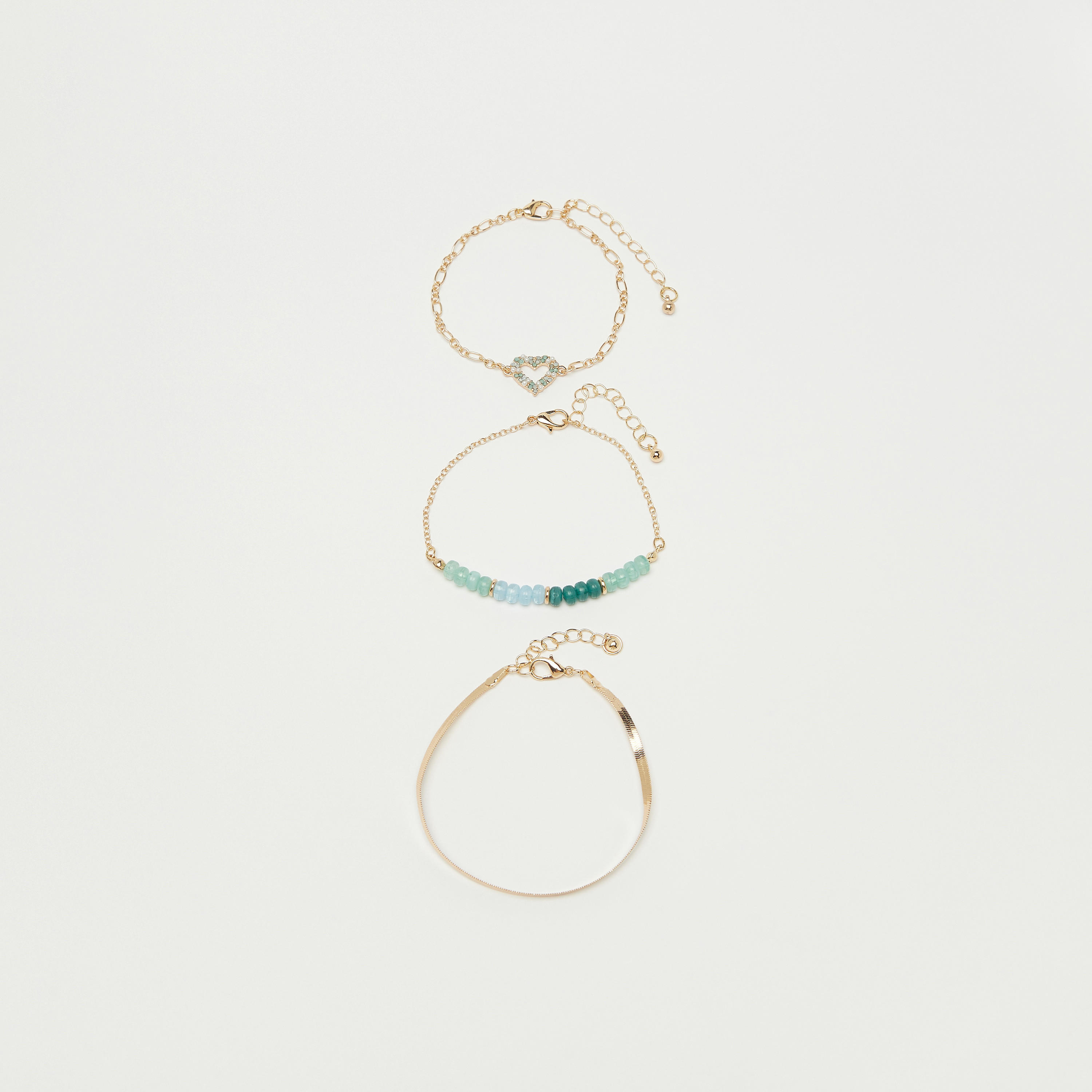 سوار بسلسلة من جلو - 3 قطع-women-watchesandjewellery-jewellery-banglesandbracelets-image-1