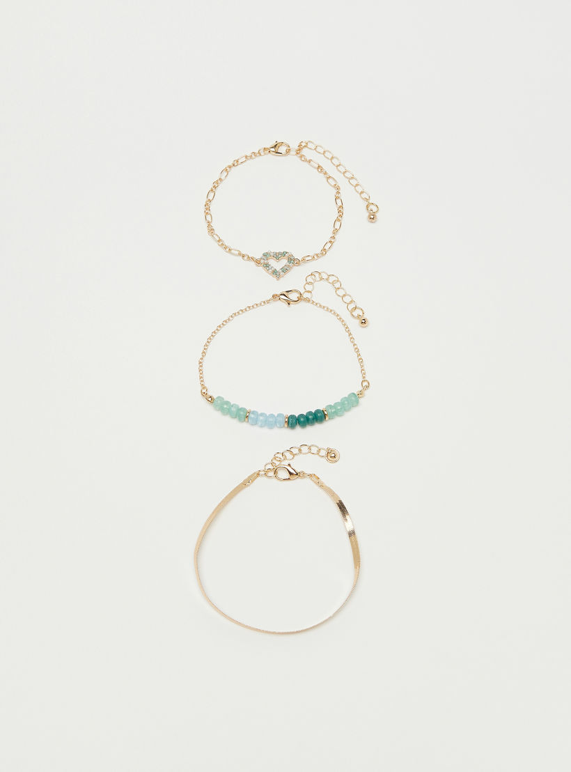 سوار بسلسلة من جلو - 3 قطع-women-watchesandjewellery-jewellery-banglesandbracelets-image-1